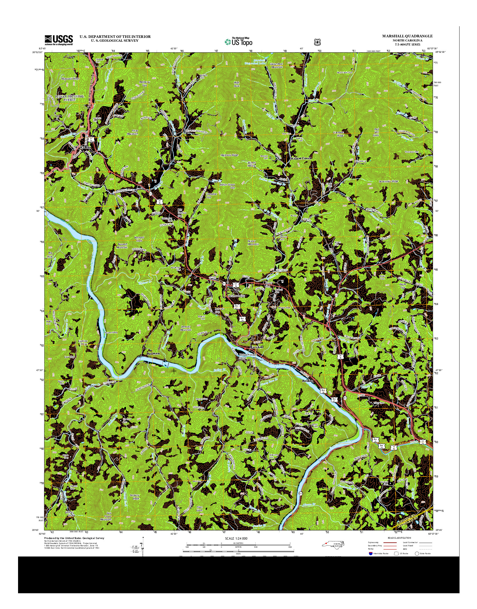USGS US TOPO 7.5-MINUTE MAP FOR MARSHALL, NC 2013