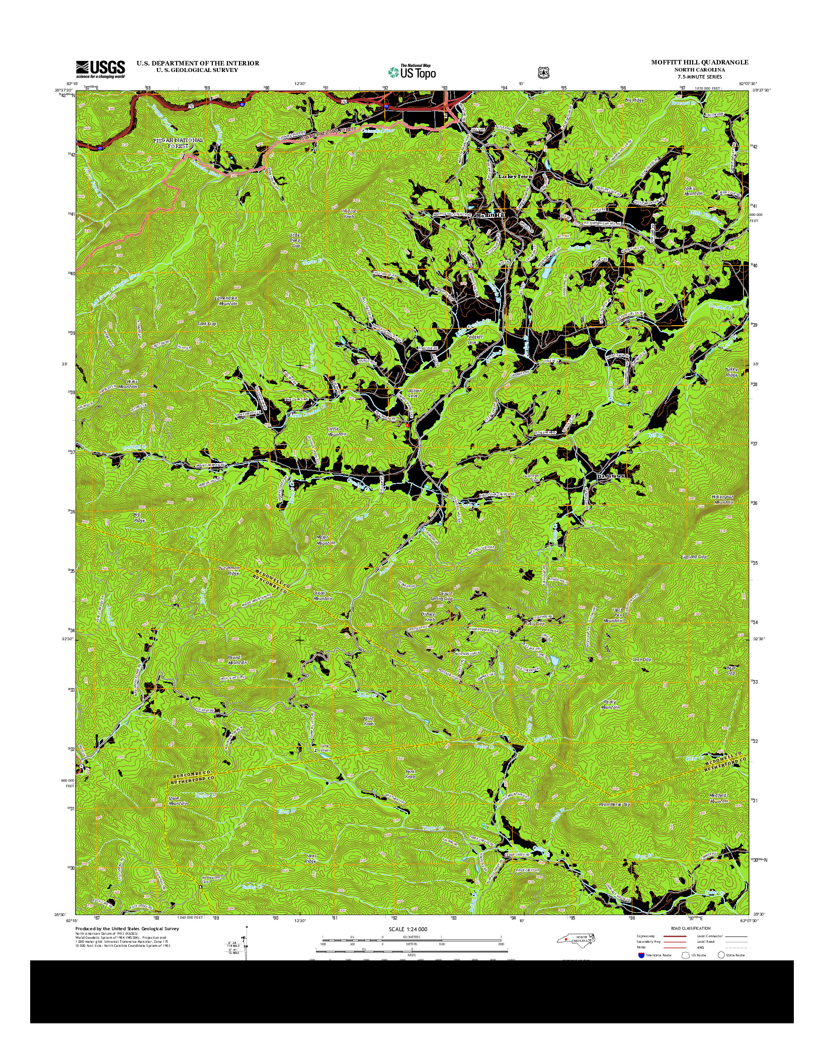 USGS US TOPO 7.5-MINUTE MAP FOR MOFFITT HILL, NC 2013