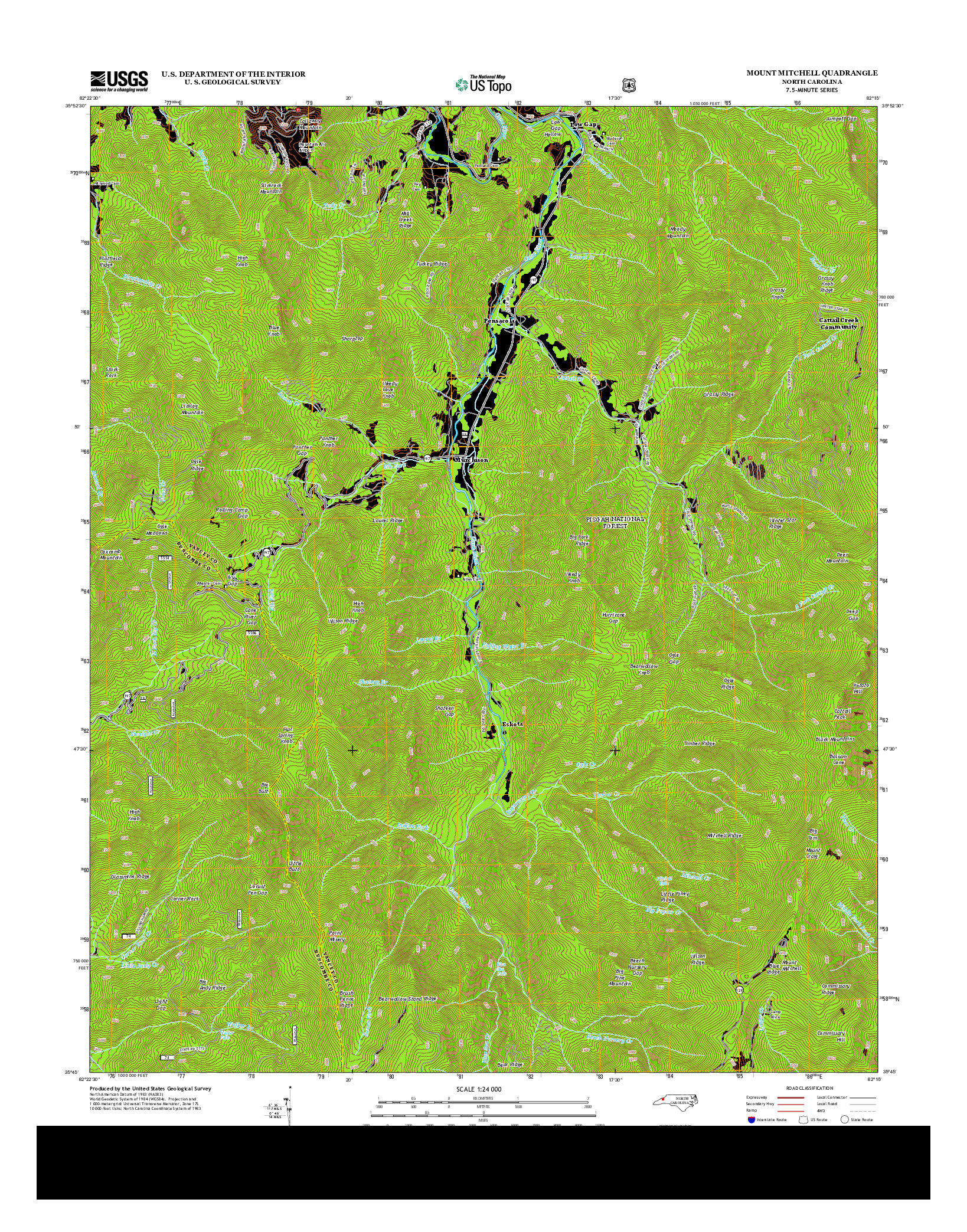 USGS US TOPO 7.5-MINUTE MAP FOR MOUNT MITCHELL, NC 2013