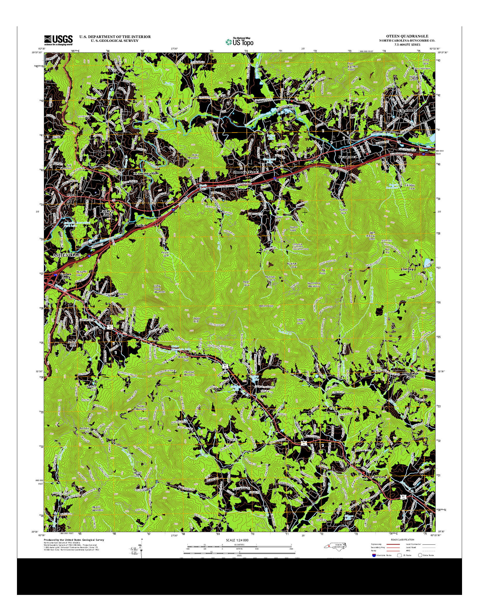 USGS US TOPO 7.5-MINUTE MAP FOR OTEEN, NC 2013