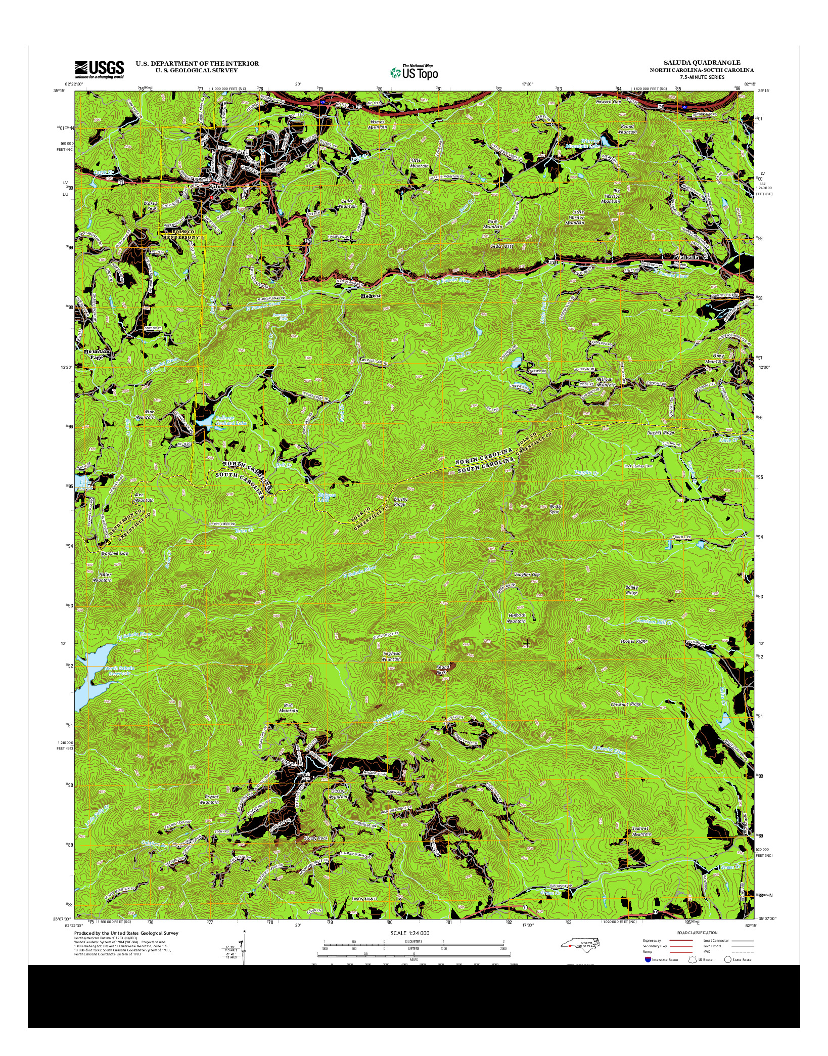 USGS US TOPO 7.5-MINUTE MAP FOR SALUDA, NC-SC 2013