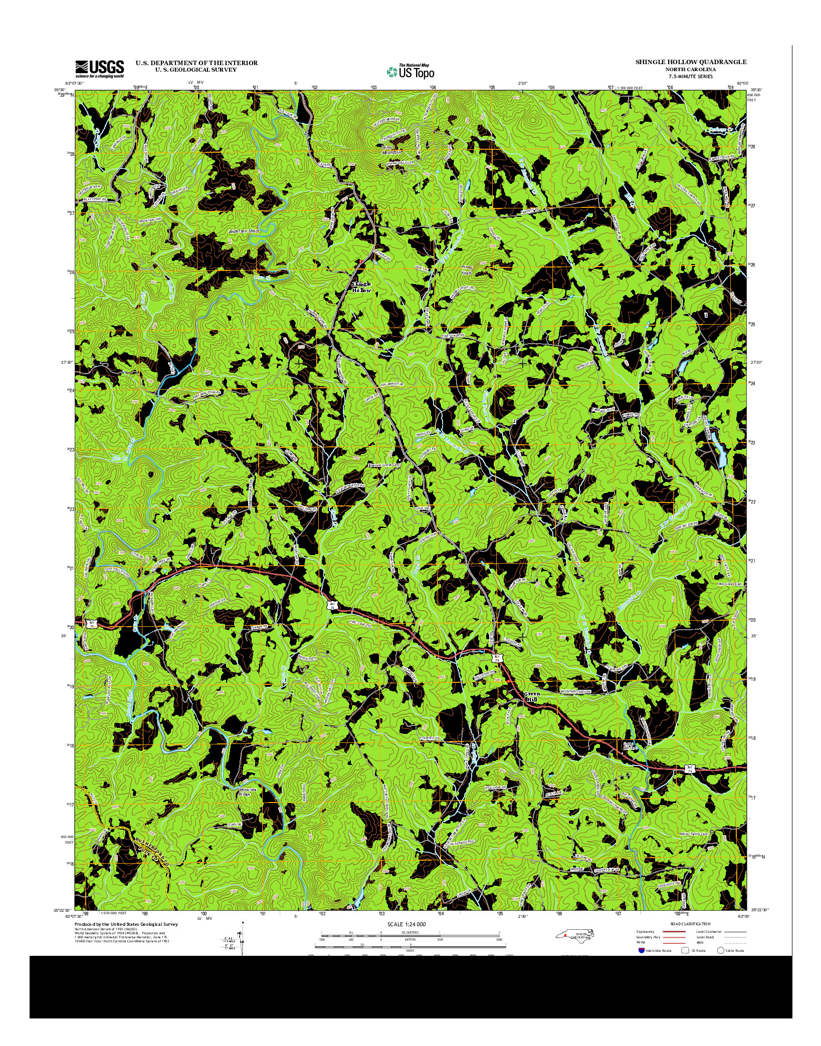 USGS US TOPO 7.5-MINUTE MAP FOR SHINGLE HOLLOW, NC 2013