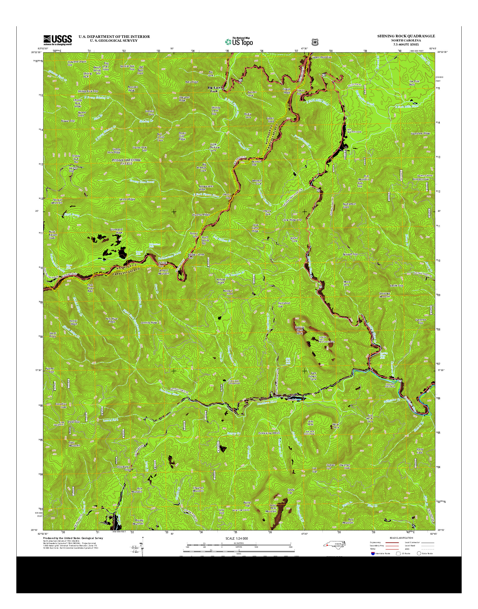 USGS US TOPO 7.5-MINUTE MAP FOR SHINING ROCK, NC 2013