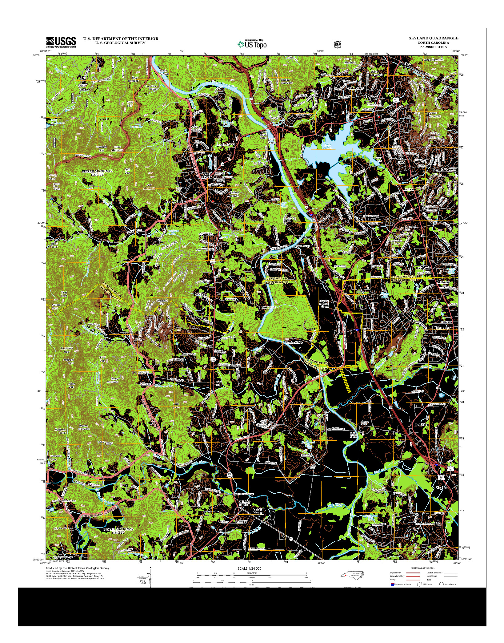 USGS US TOPO 7.5-MINUTE MAP FOR SKYLAND, NC 2013