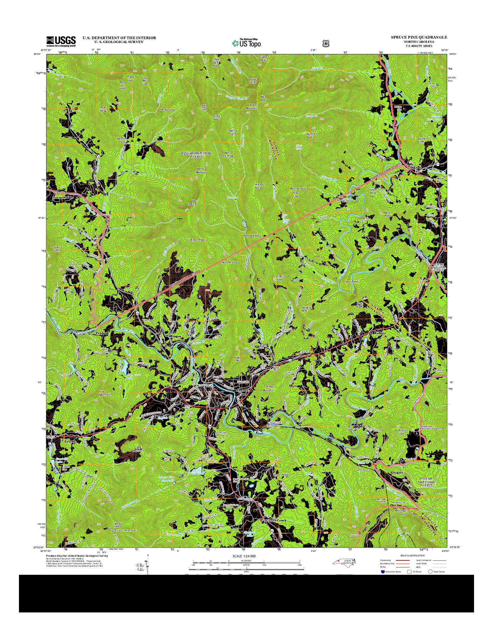 USGS US TOPO 7.5-MINUTE MAP FOR SPRUCE PINE, NC 2013