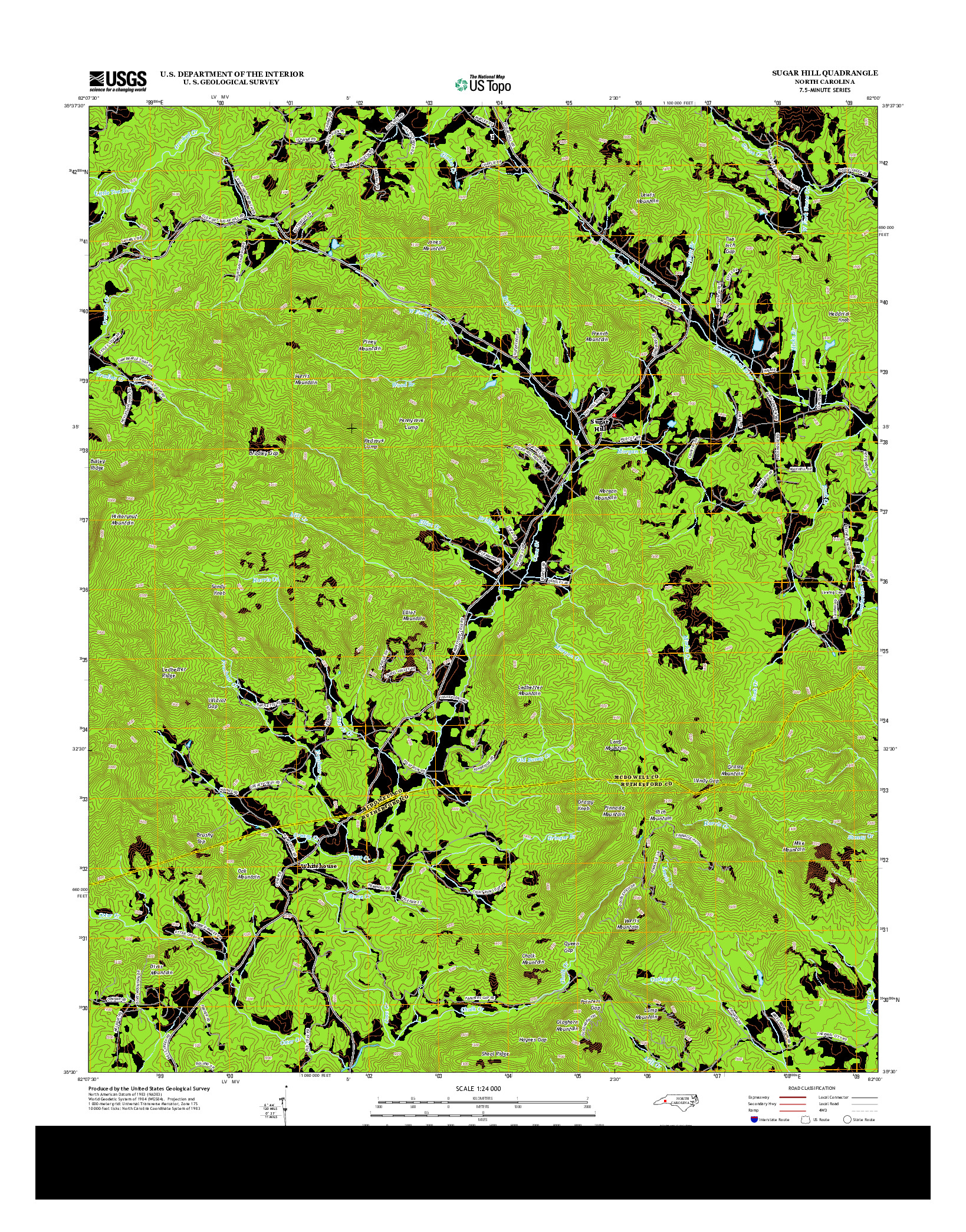 USGS US TOPO 7.5-MINUTE MAP FOR SUGAR HILL, NC 2013