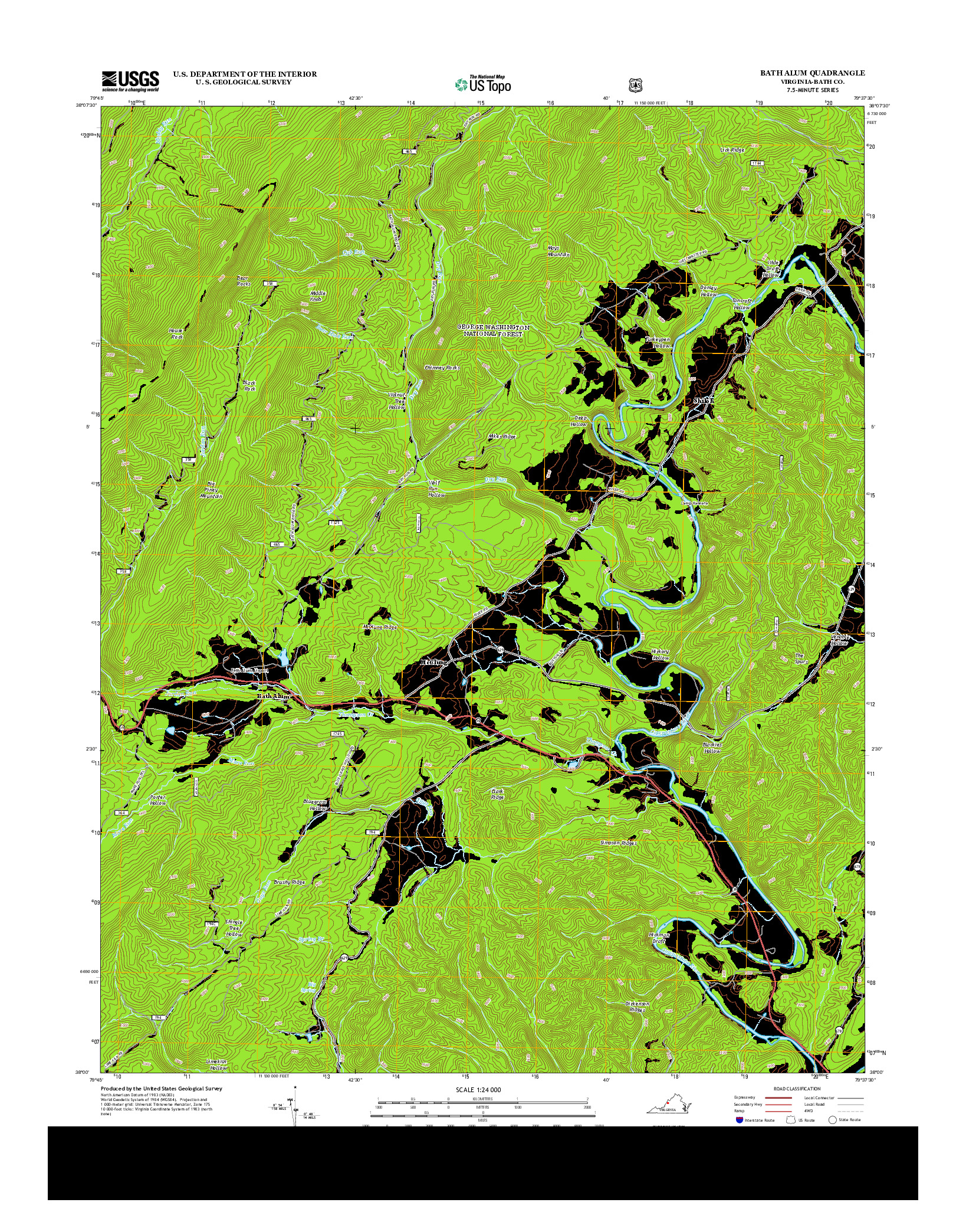 USGS US TOPO 7.5-MINUTE MAP FOR BATH ALUM, VA 2013