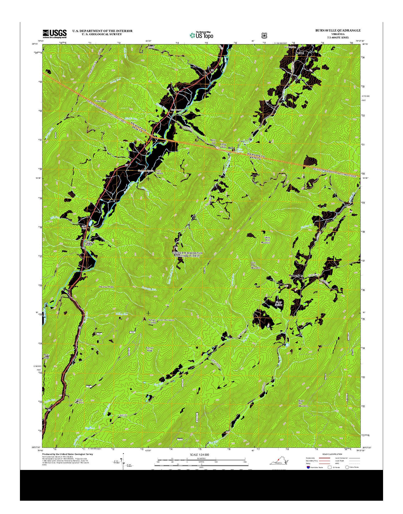 USGS US TOPO 7.5-MINUTE MAP FOR BURNSVILLE, VA 2013
