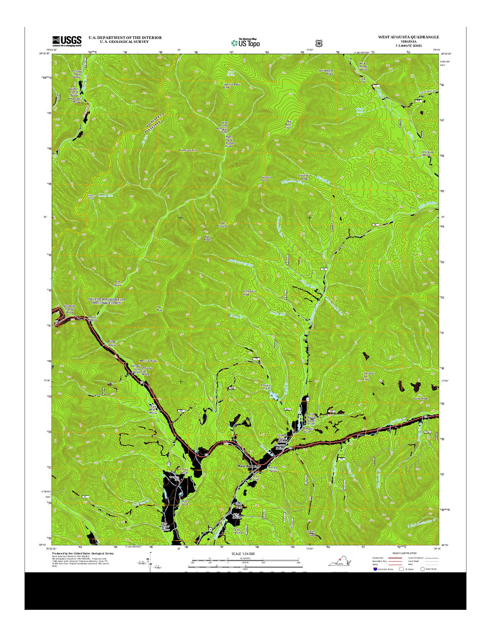 USGS US TOPO 7.5-MINUTE MAP FOR WEST AUGUSTA, VA 2013