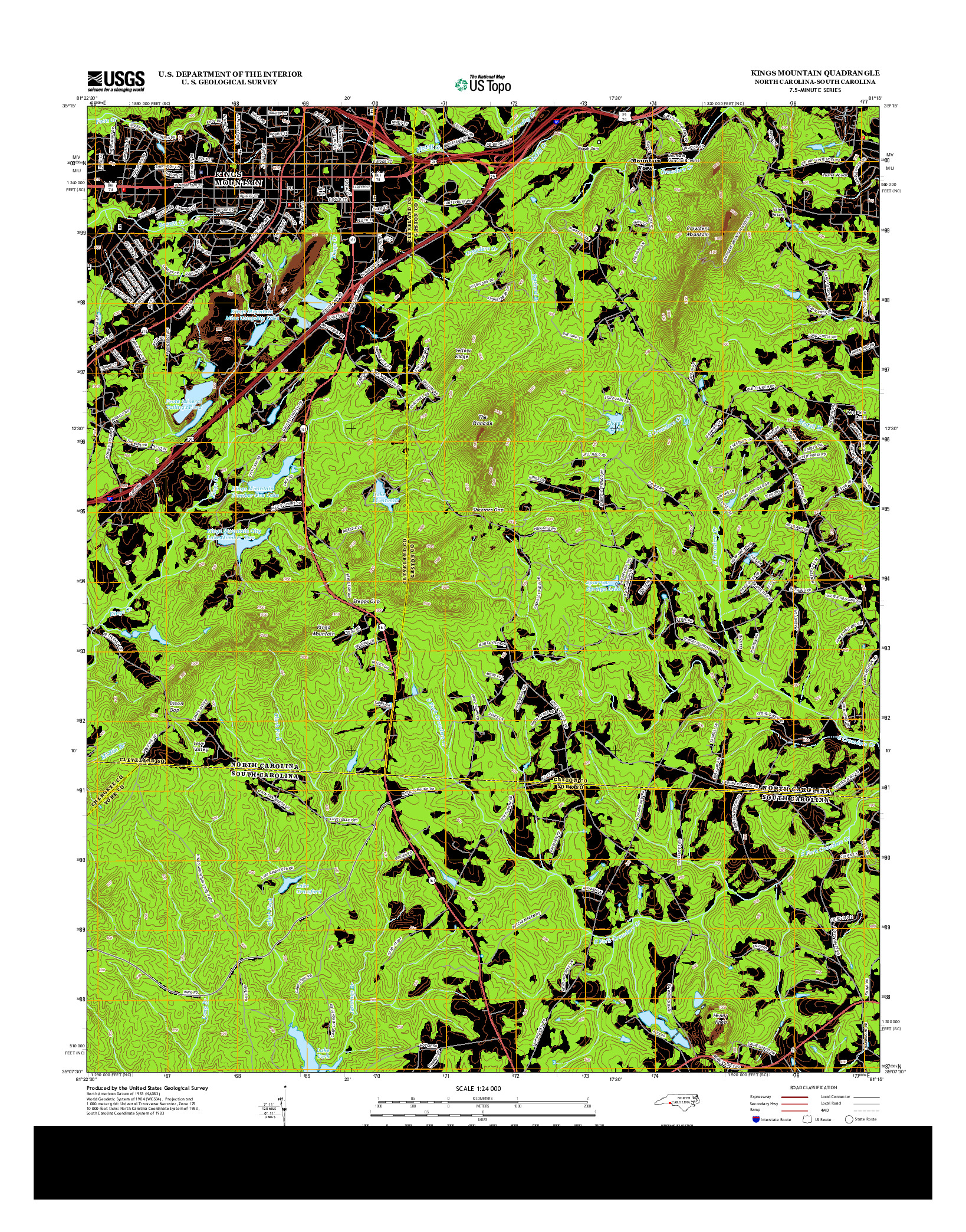 USGS US TOPO 7.5-MINUTE MAP FOR KINGS MOUNTAIN, NC-SC 2013