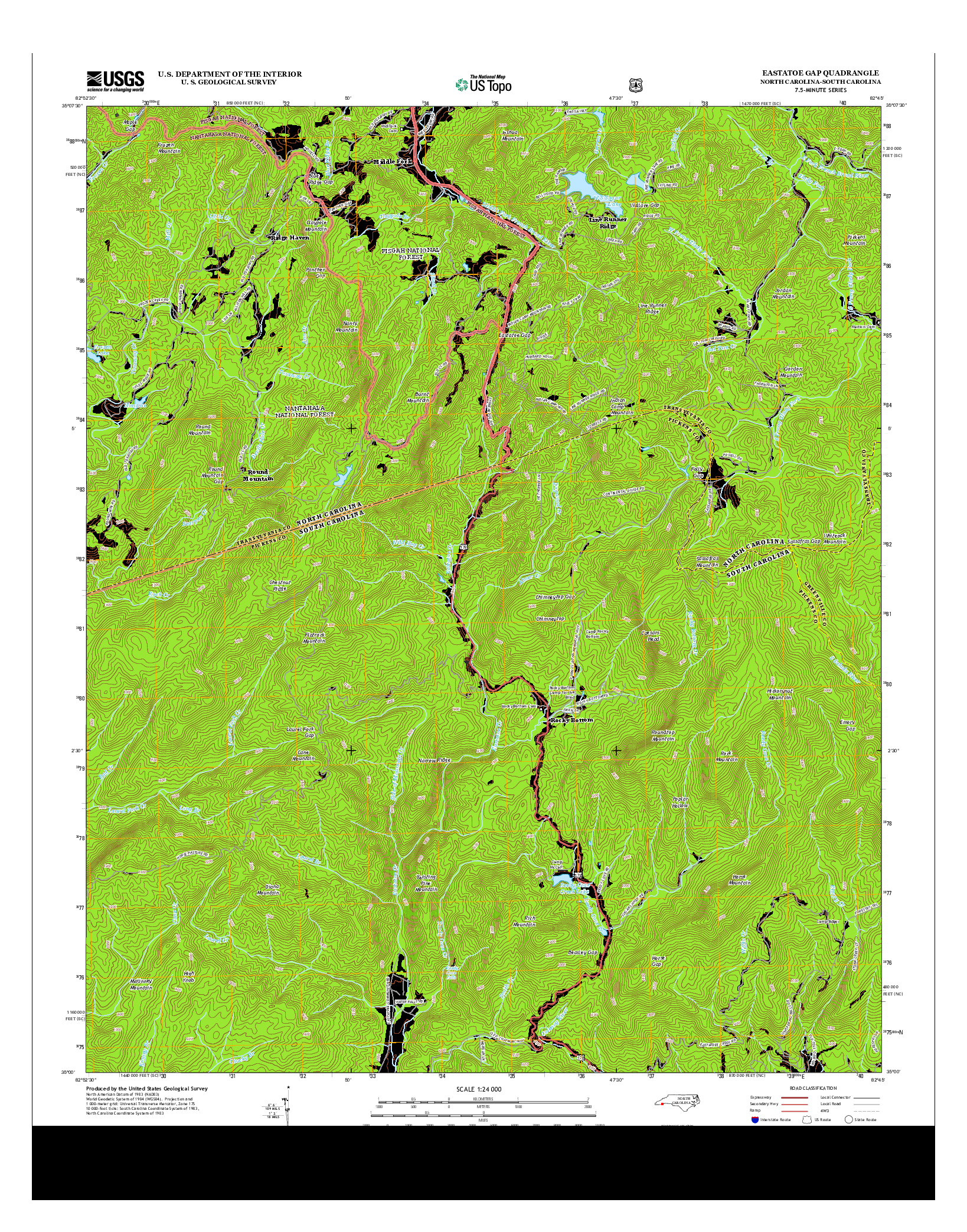 USGS US TOPO 7.5-MINUTE MAP FOR EASTATOE GAP, NC-SC 2013