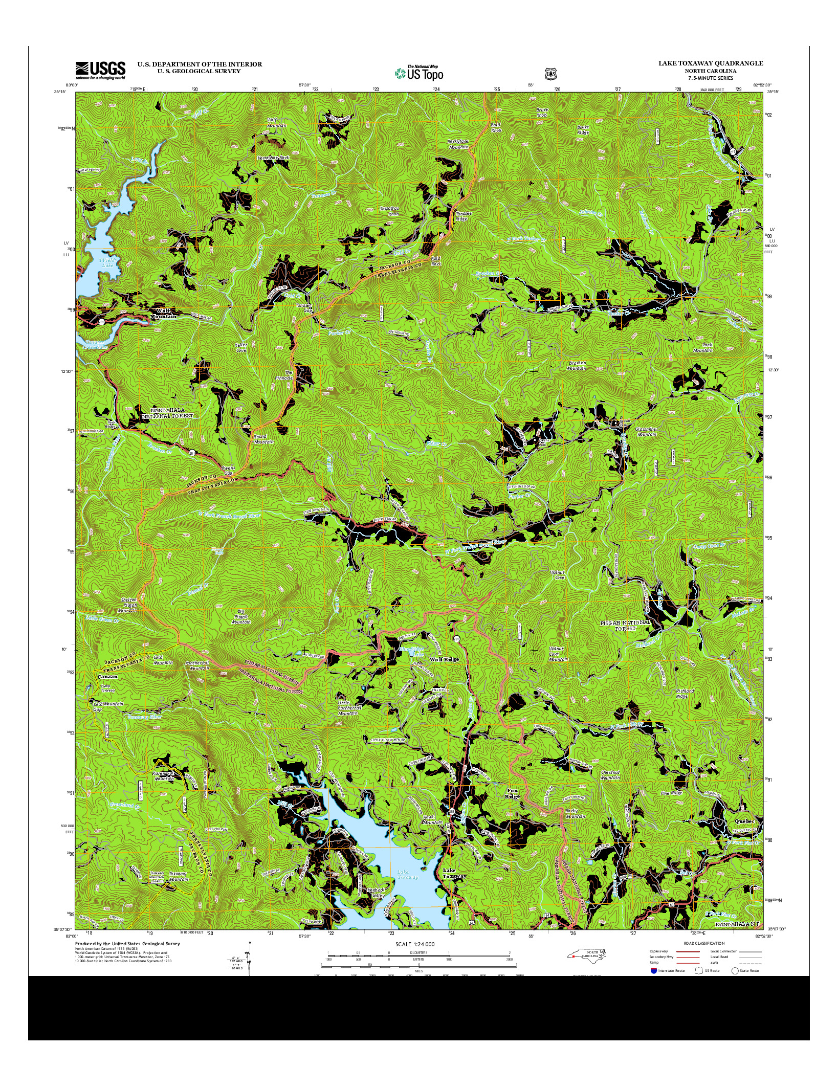 USGS US TOPO 7.5-MINUTE MAP FOR LAKE TOXAWAY, NC 2013
