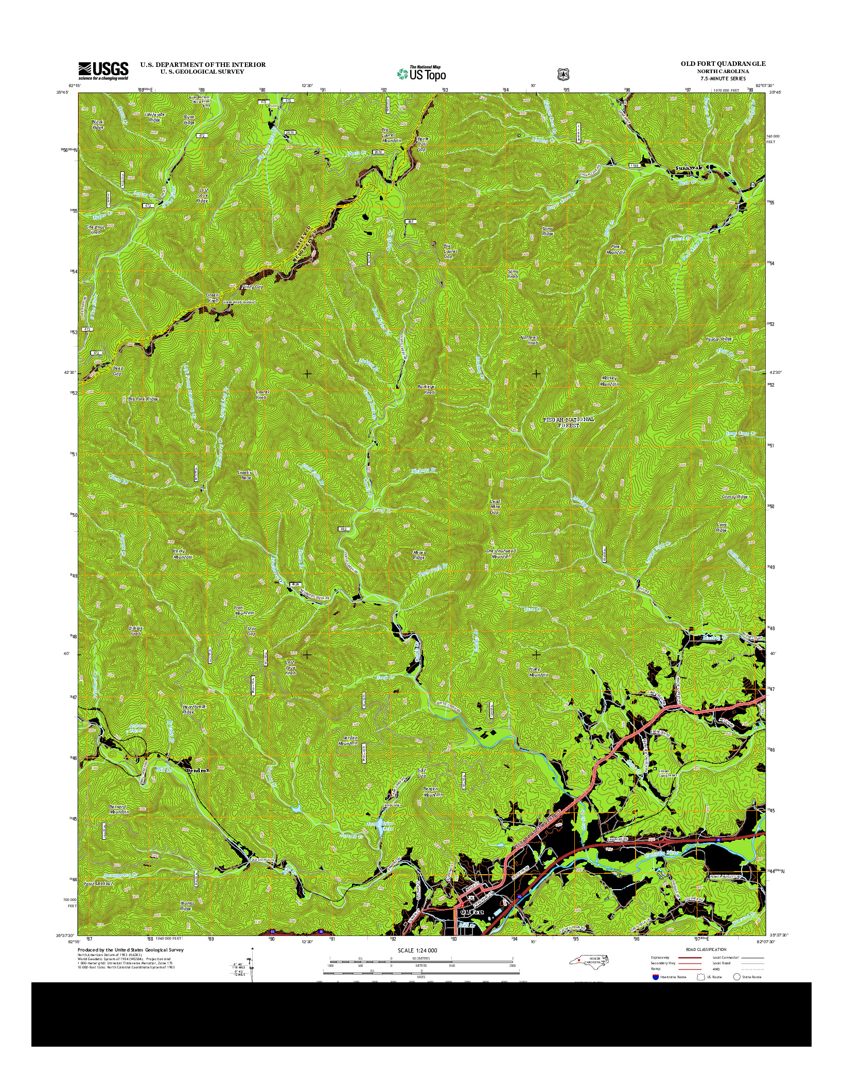 USGS US TOPO 7.5-MINUTE MAP FOR OLD FORT, NC 2013