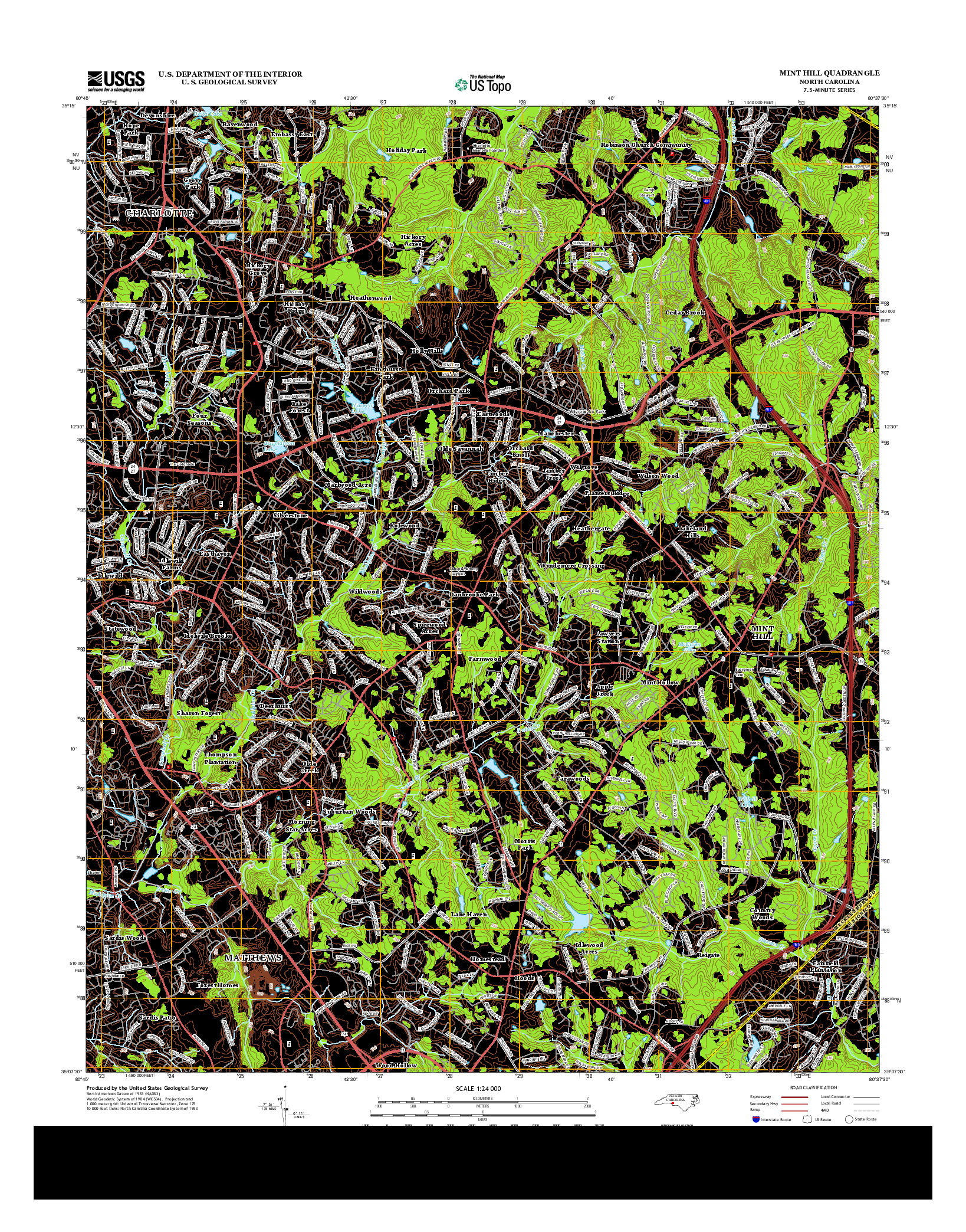 USGS US TOPO 7.5-MINUTE MAP FOR MINT HILL, NC 2013