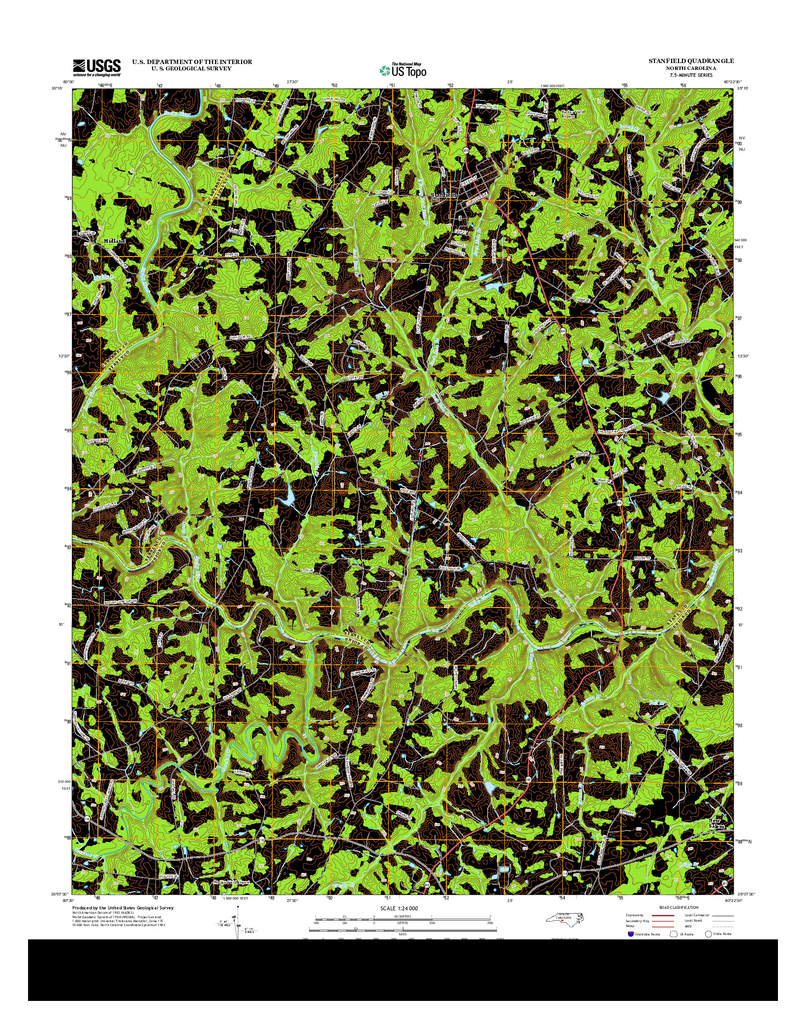 USGS US TOPO 7.5-MINUTE MAP FOR STANFIELD, NC 2013