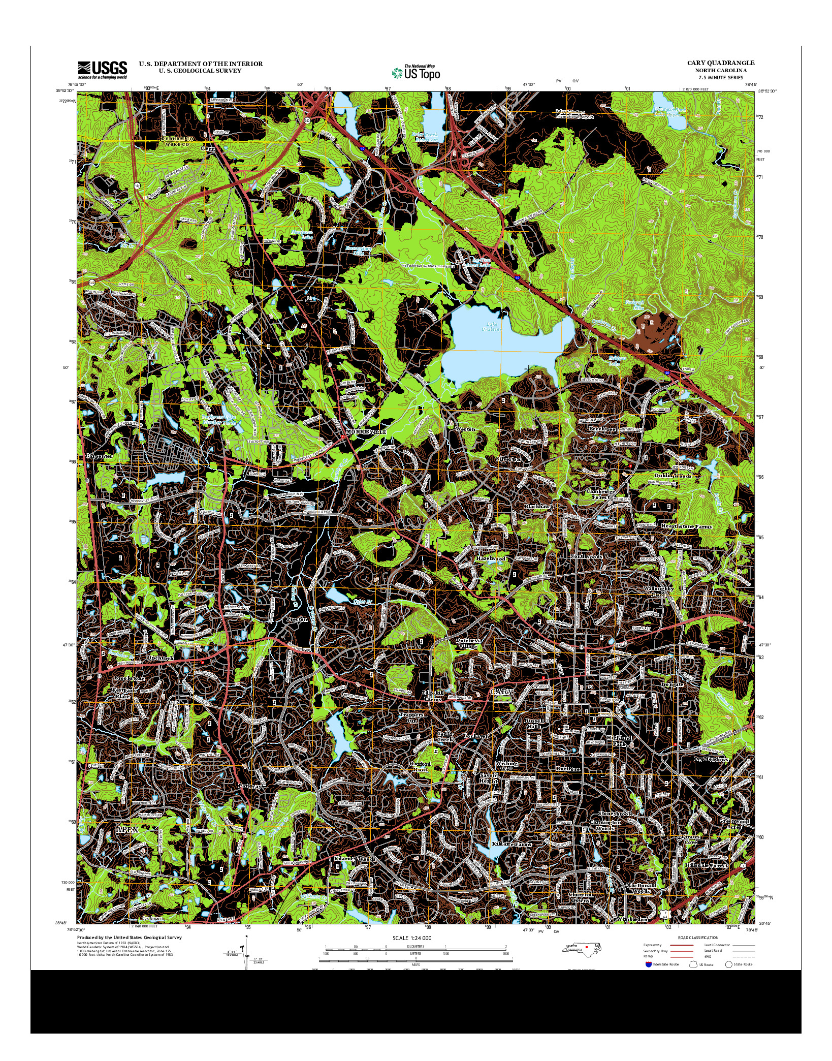 USGS US TOPO 7.5-MINUTE MAP FOR CARY, NC 2013