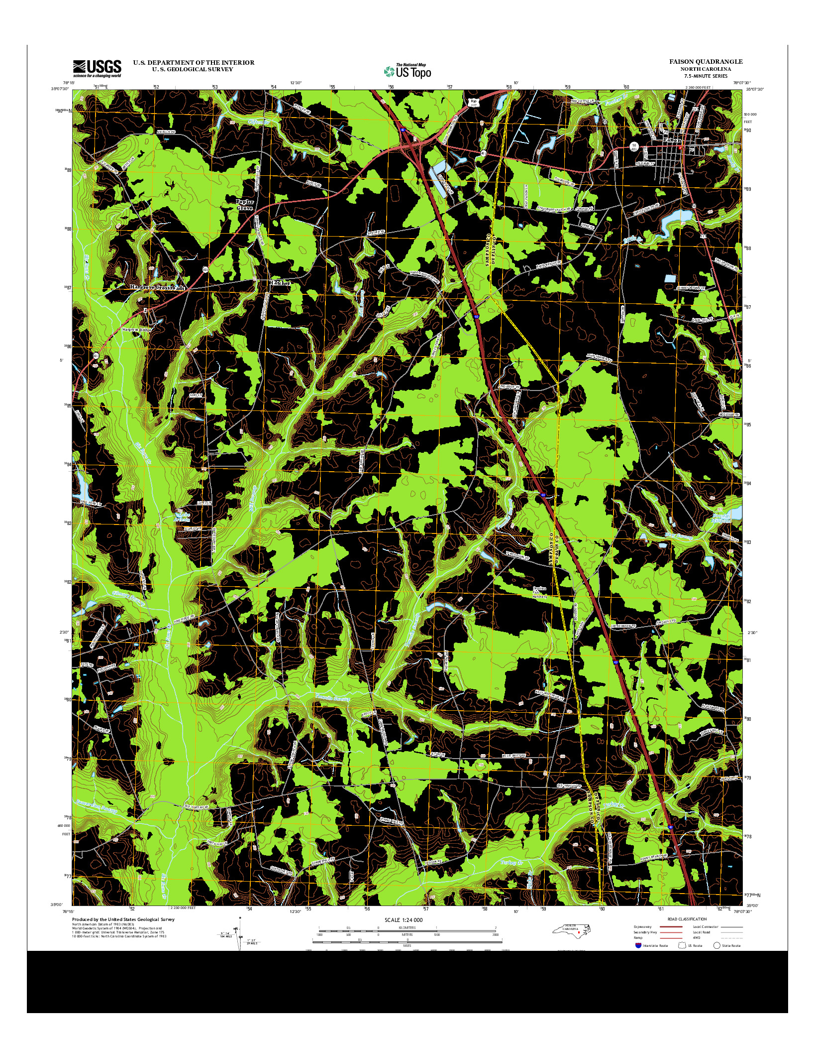 USGS US TOPO 7.5-MINUTE MAP FOR FAISON, NC 2013