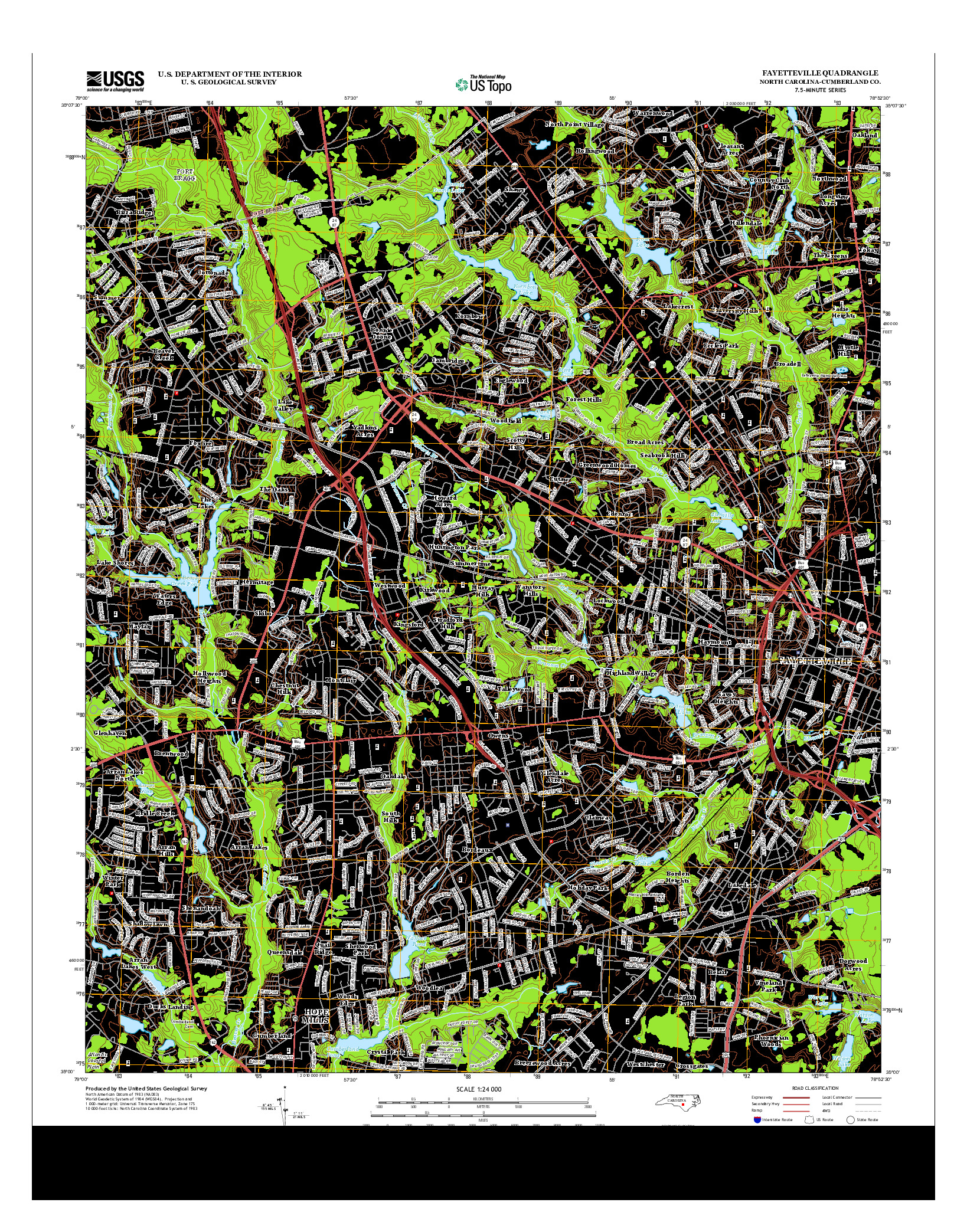 USGS US TOPO 7.5-MINUTE MAP FOR FAYETTEVILLE, NC 2013