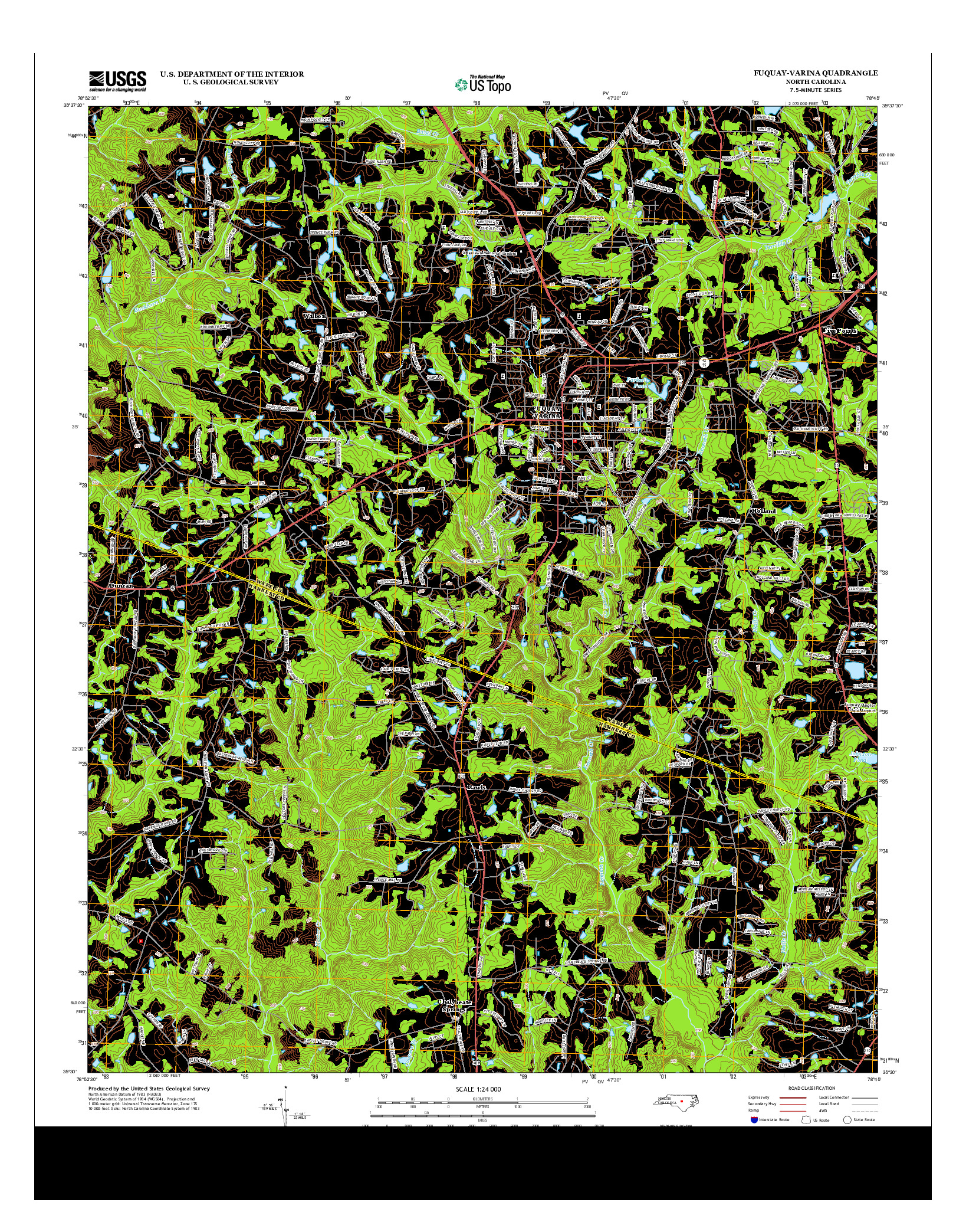 USGS US TOPO 7.5-MINUTE MAP FOR FUQUAY-VARINA, NC 2013