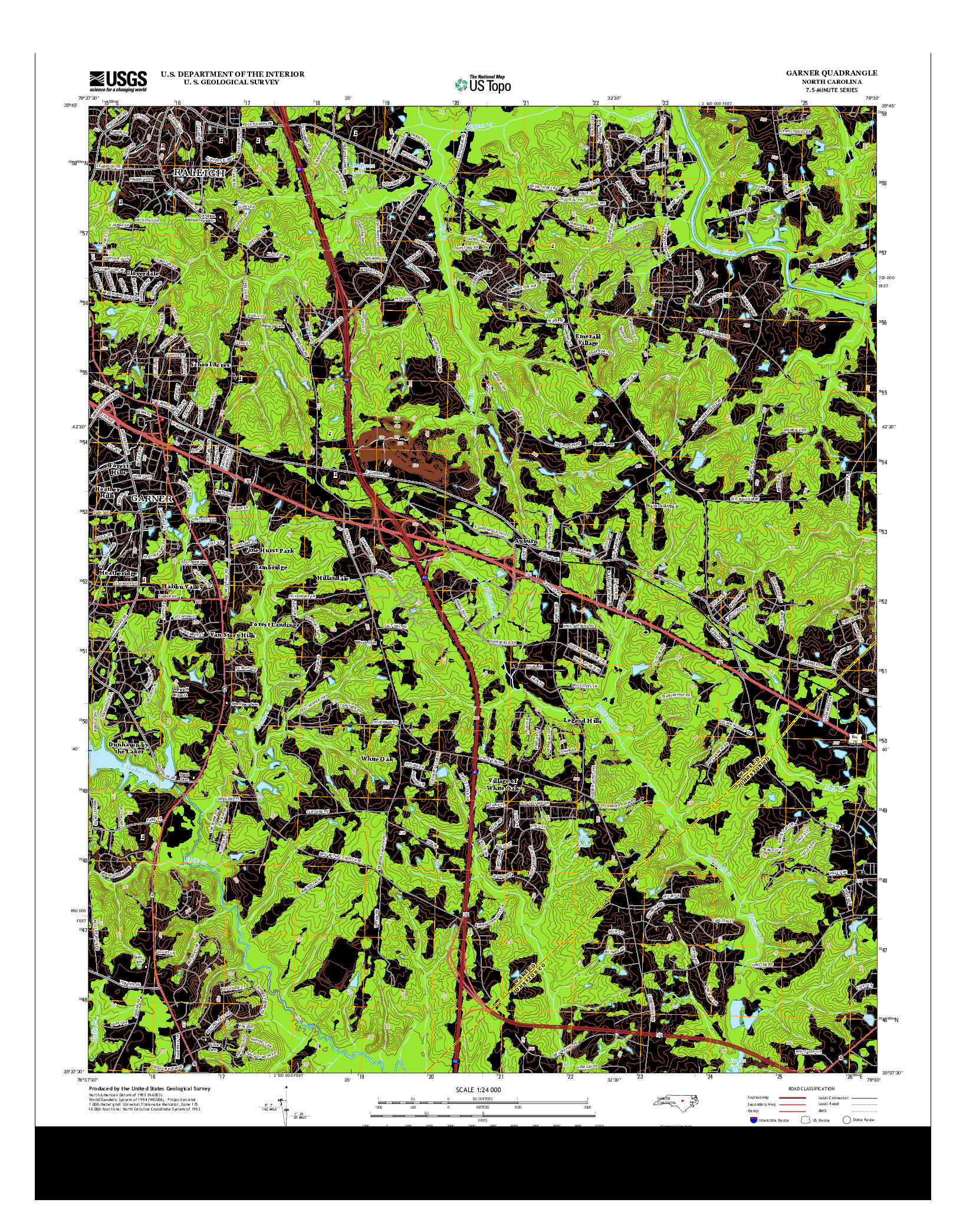 USGS US TOPO 7.5-MINUTE MAP FOR GARNER, NC 2013