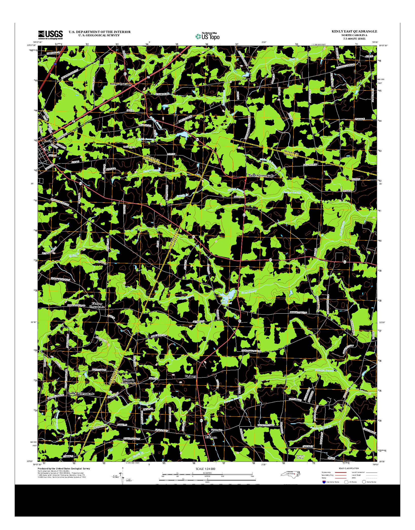 USGS US TOPO 7.5-MINUTE MAP FOR KENLY EAST, NC 2013