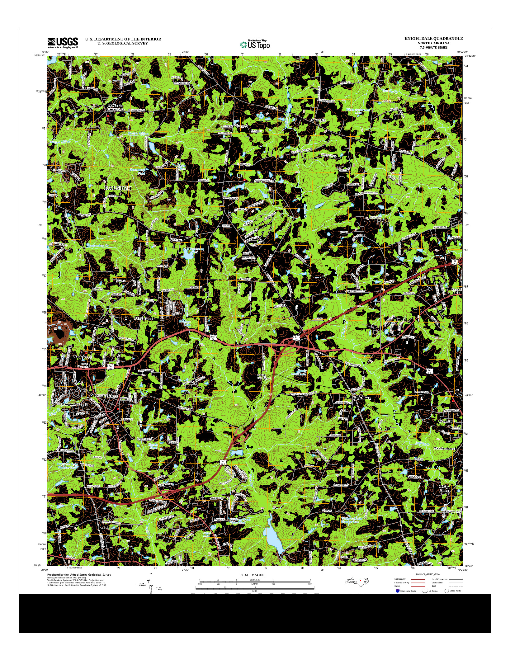 USGS US TOPO 7.5-MINUTE MAP FOR KNIGHTDALE, NC 2013