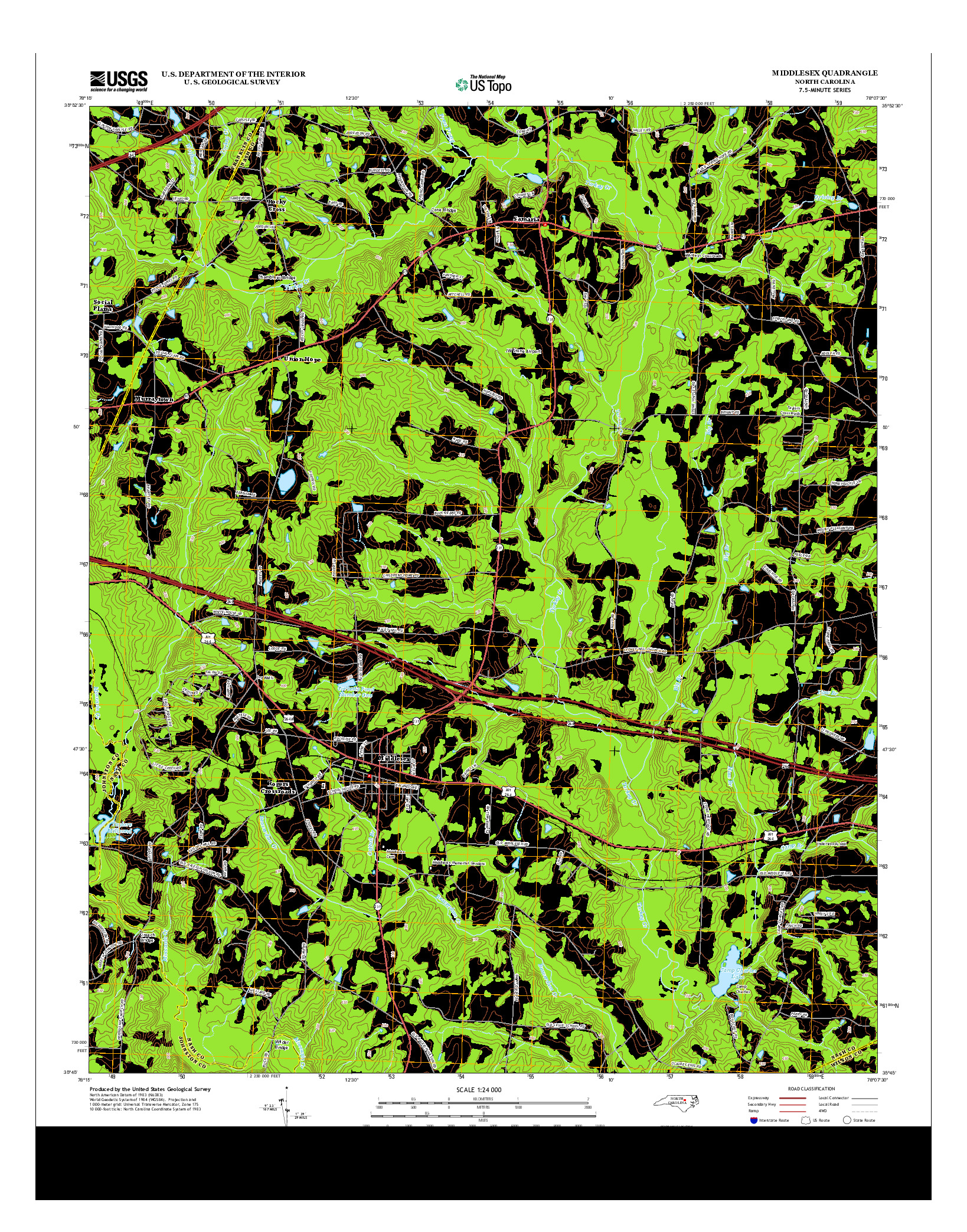 USGS US TOPO 7.5-MINUTE MAP FOR MIDDLESEX, NC 2013