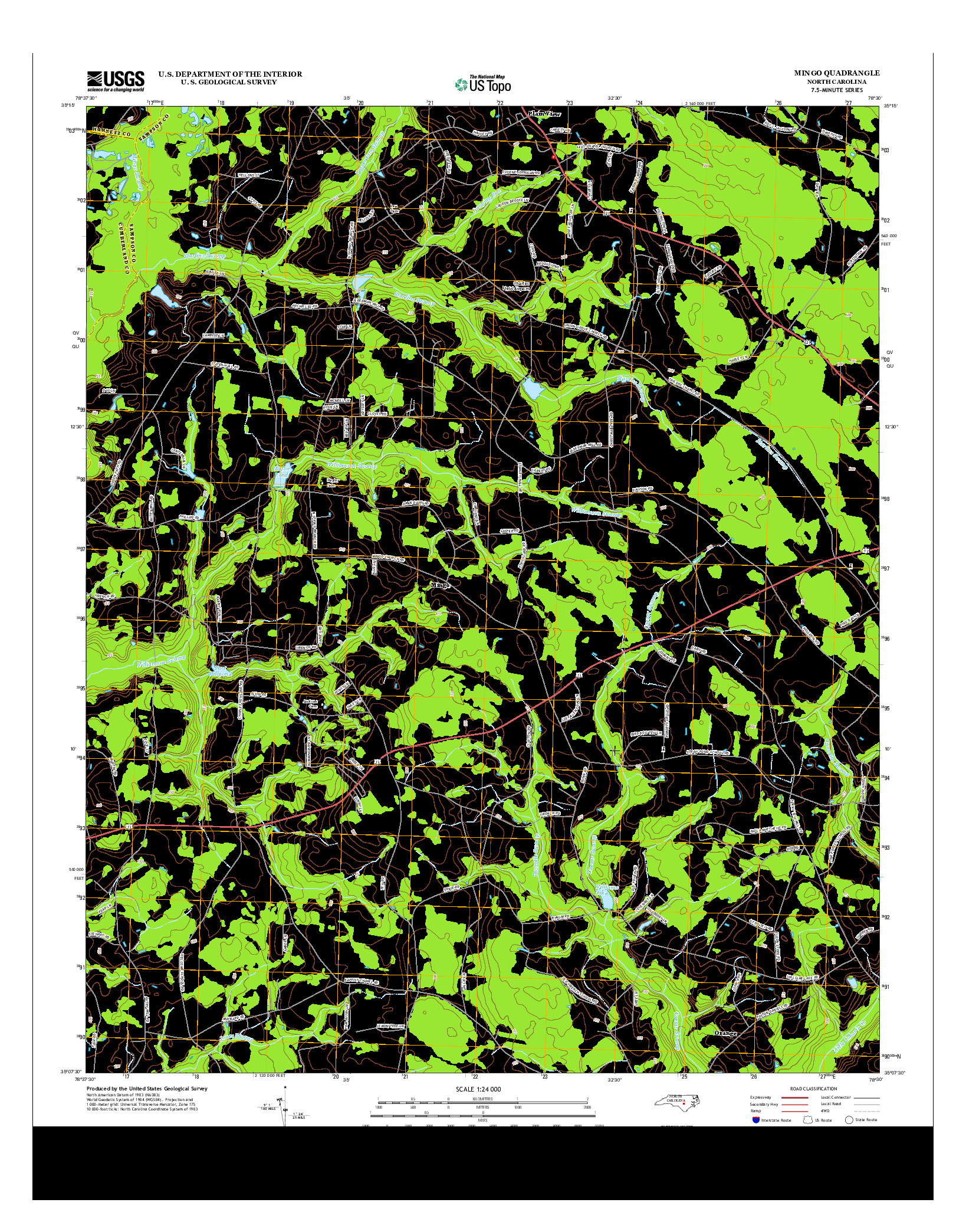 USGS US TOPO 7.5-MINUTE MAP FOR MINGO, NC 2013