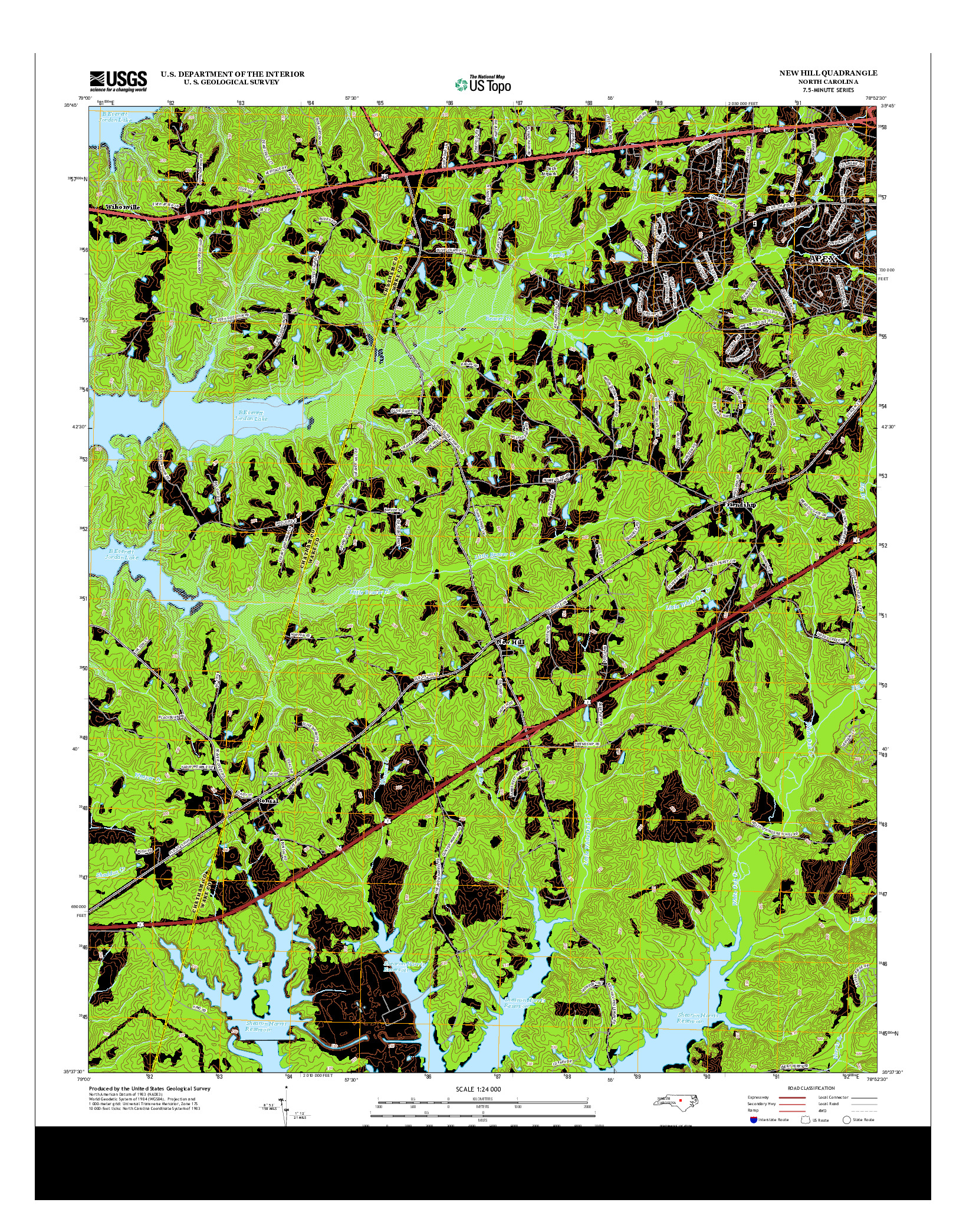 USGS US TOPO 7.5-MINUTE MAP FOR NEW HILL, NC 2013