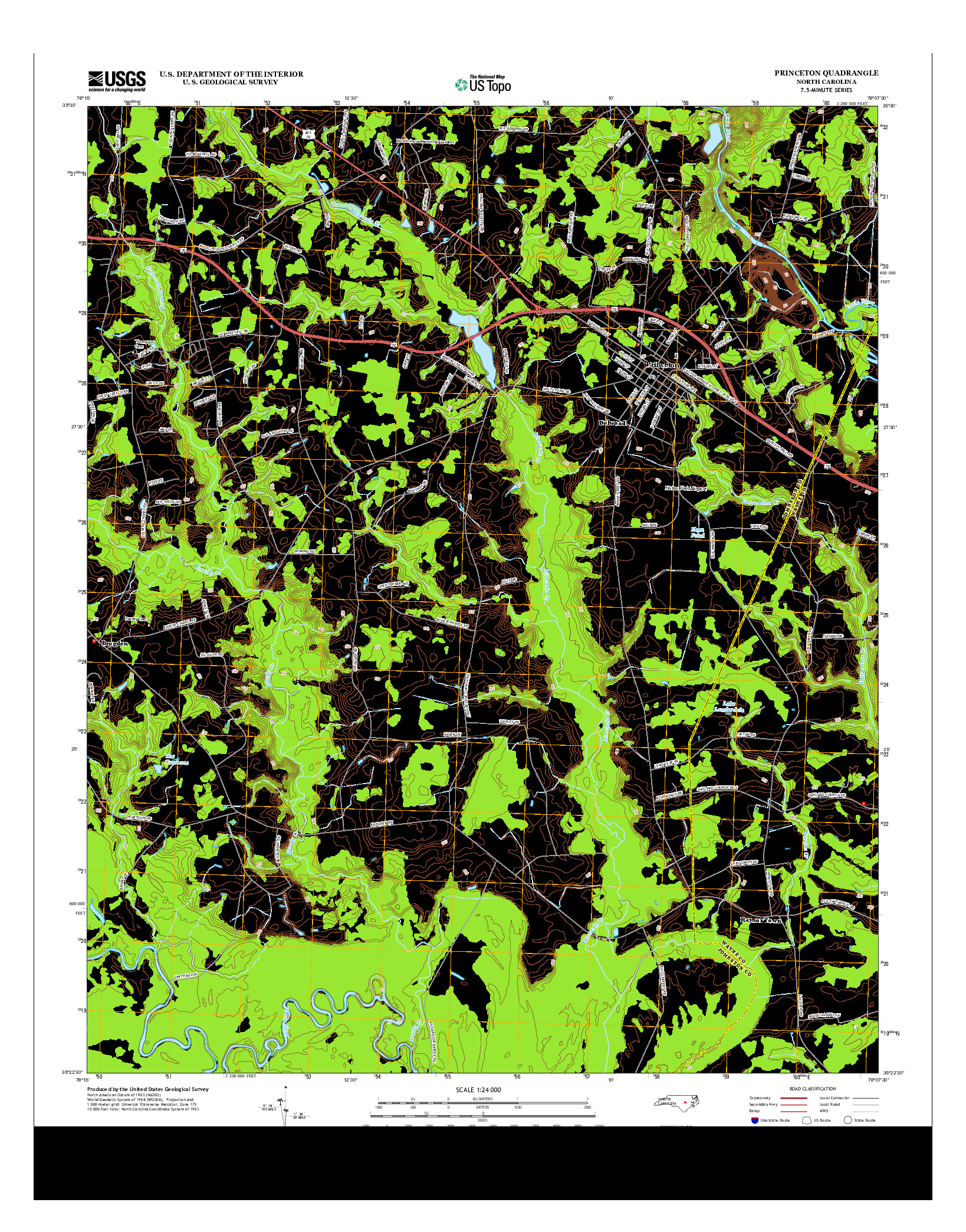 USGS US TOPO 7.5-MINUTE MAP FOR PRINCETON, NC 2013