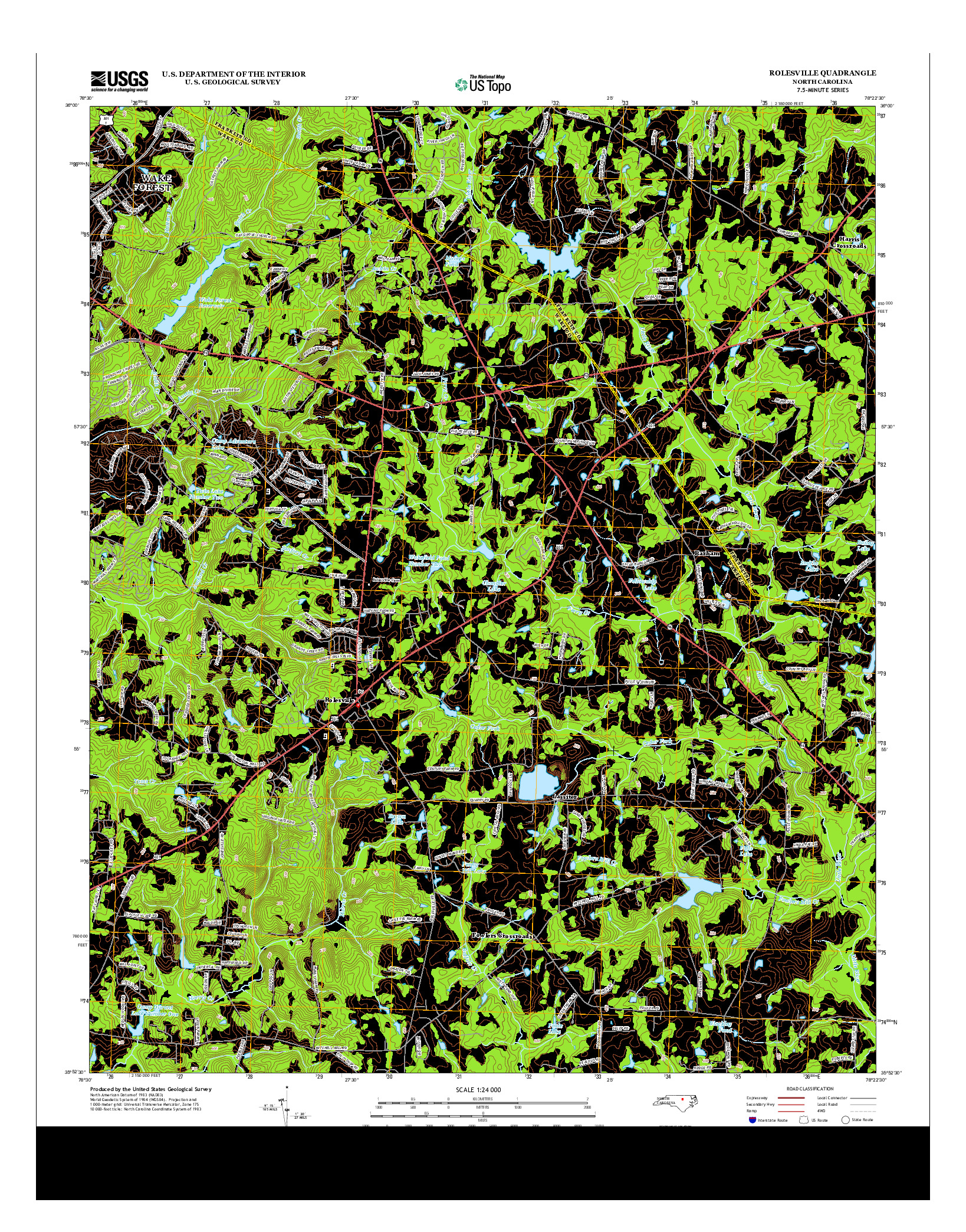USGS US TOPO 7.5-MINUTE MAP FOR ROLESVILLE, NC 2013