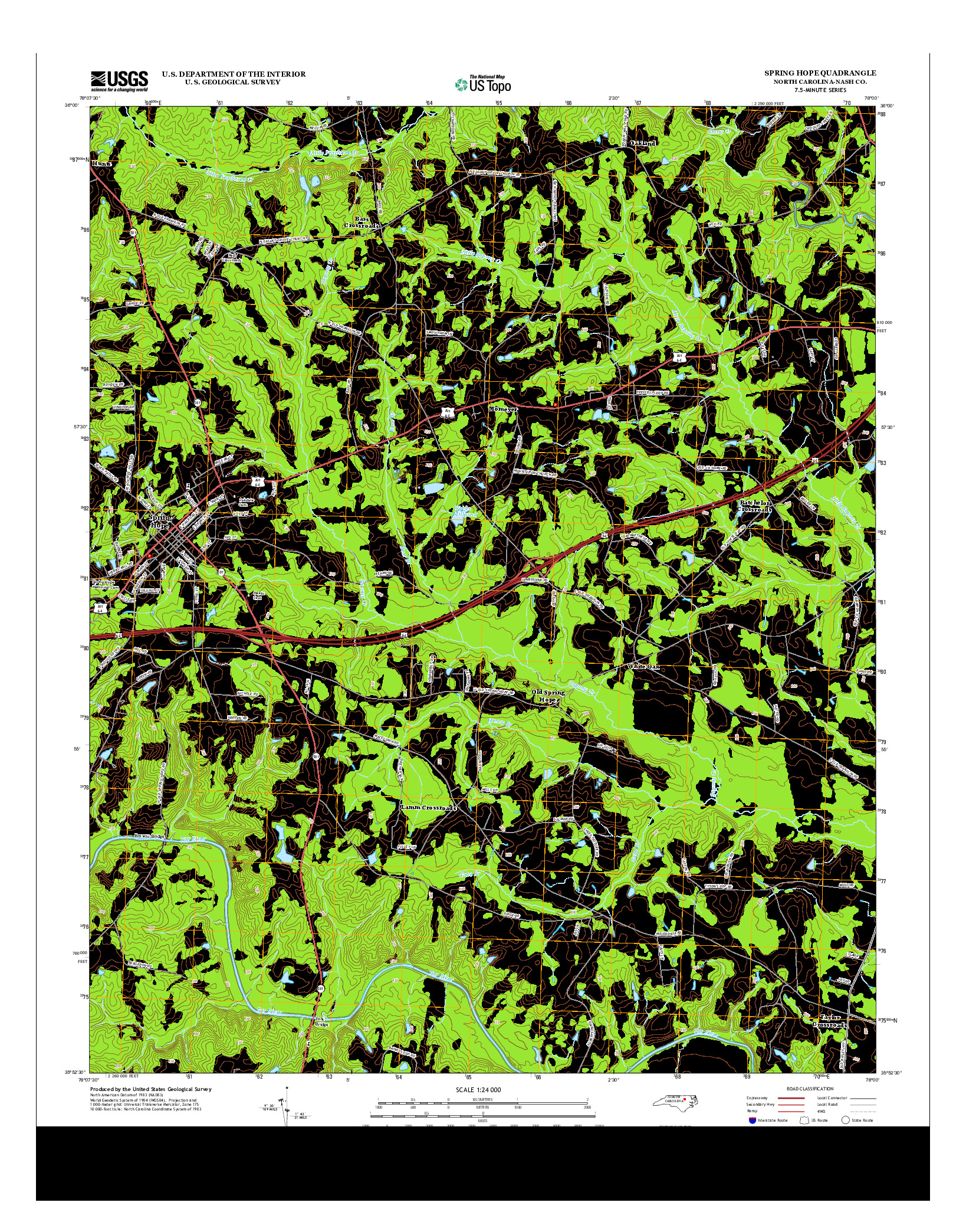 USGS US TOPO 7.5-MINUTE MAP FOR SPRING HOPE, NC 2013