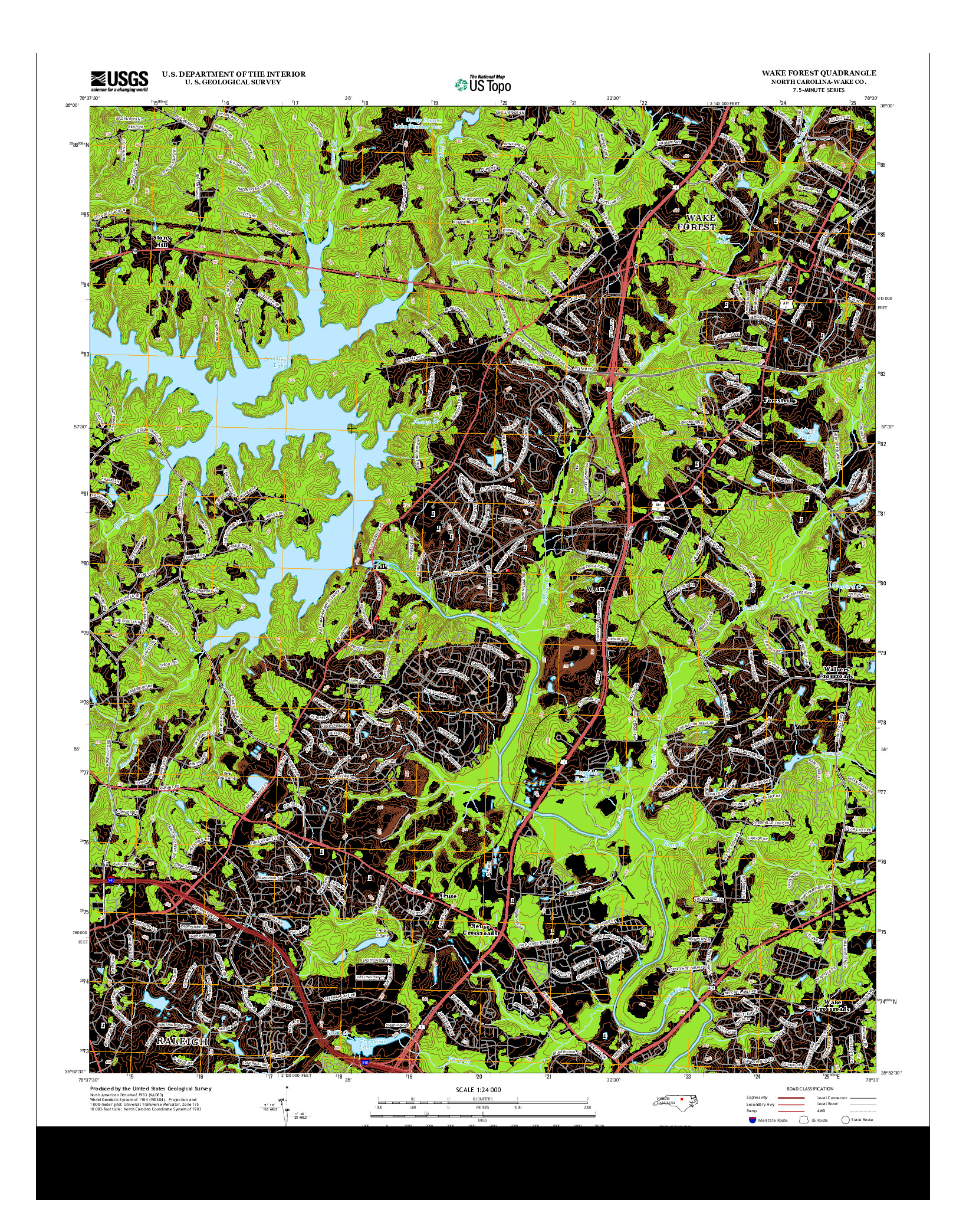 USGS US TOPO 7.5-MINUTE MAP FOR WAKE FOREST, NC 2013