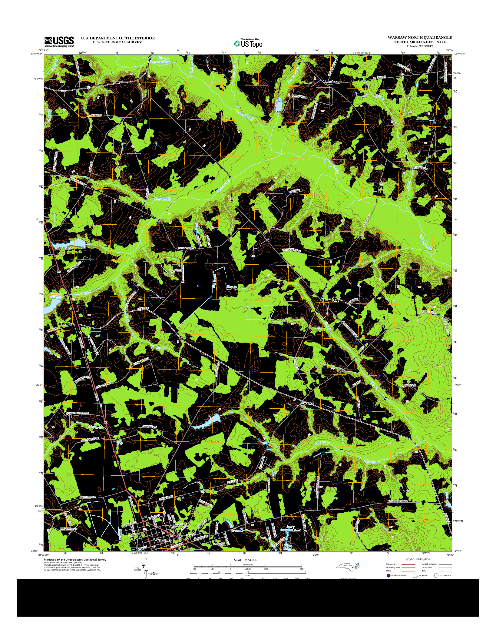 USGS US TOPO 7.5-MINUTE MAP FOR WARSAW NORTH, NC 2013