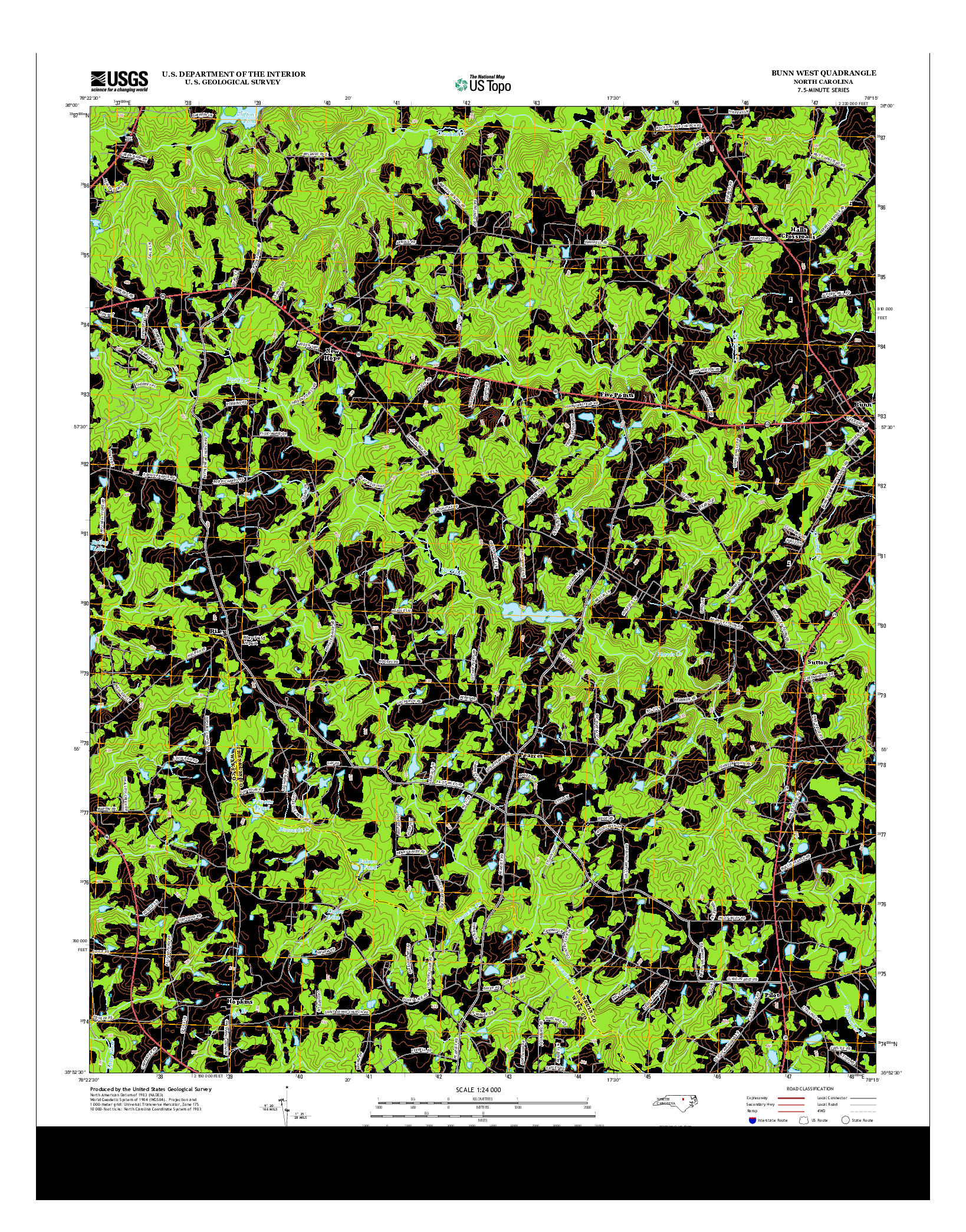 USGS US TOPO 7.5-MINUTE MAP FOR BUNN WEST, NC 2013