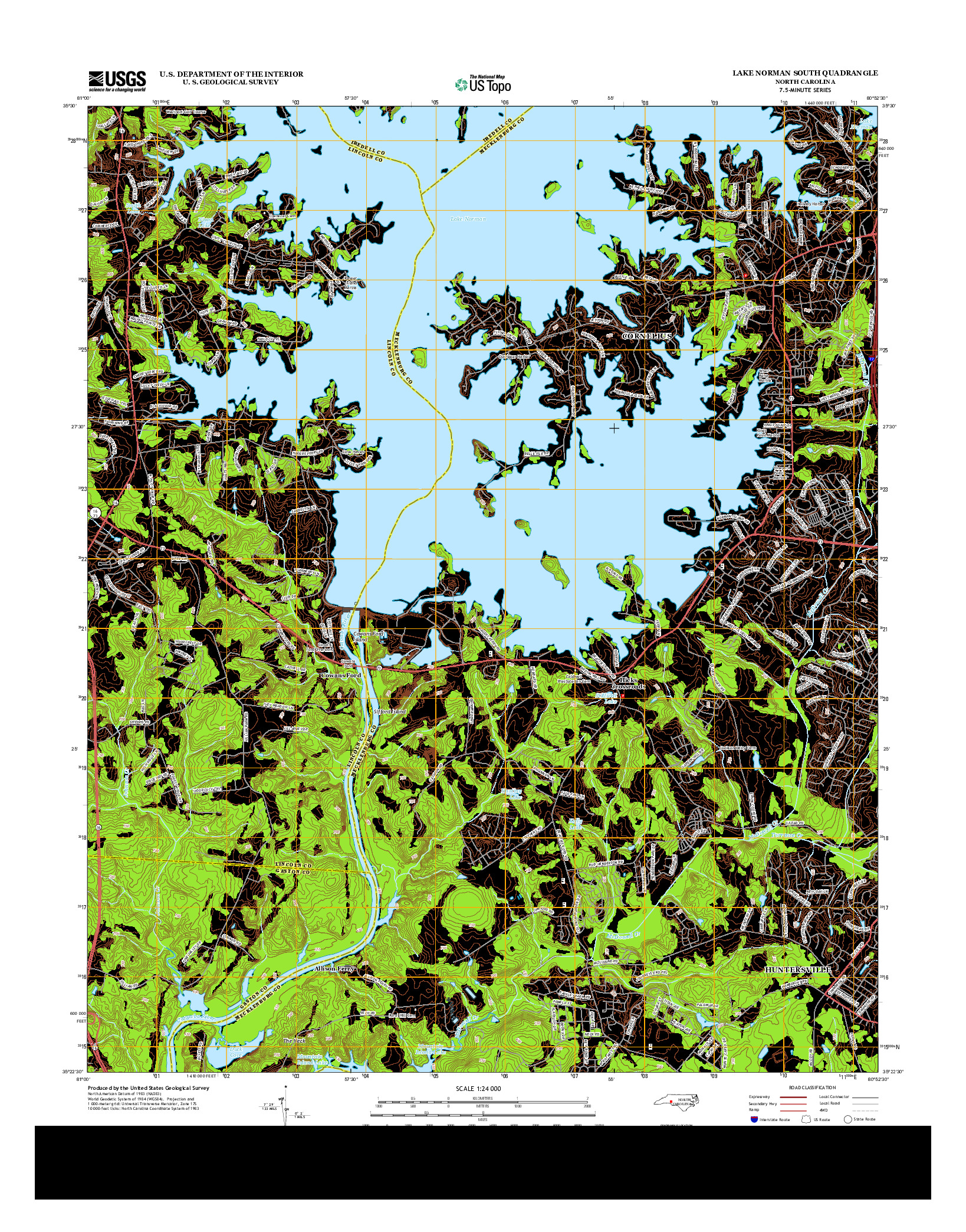 USGS US TOPO 7.5-MINUTE MAP FOR LAKE NORMAN SOUTH, NC 2013