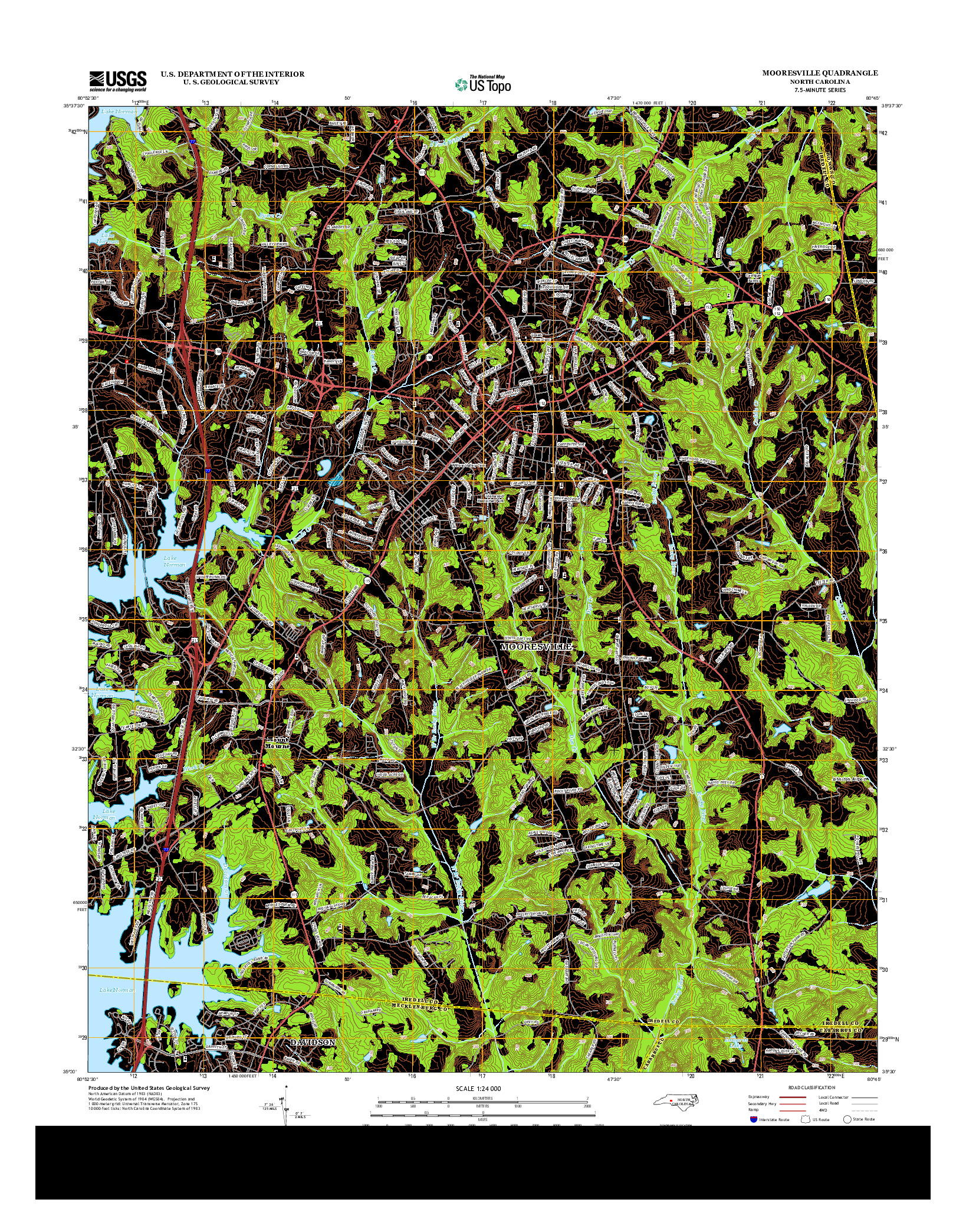 USGS US TOPO 7.5-MINUTE MAP FOR MOORESVILLE, NC 2013