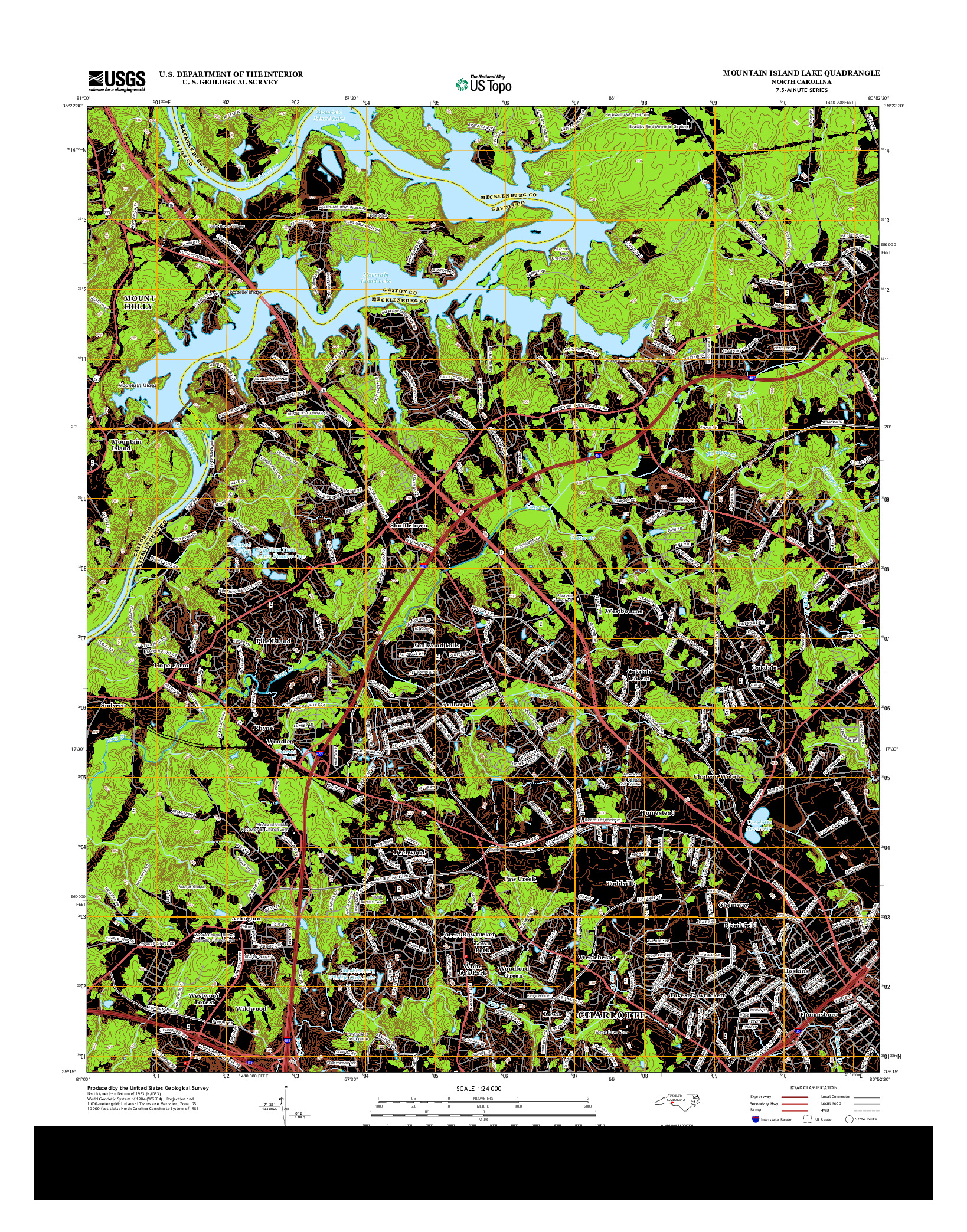 USGS US TOPO 7.5-MINUTE MAP FOR MOUNTAIN ISLAND LAKE, NC 2013