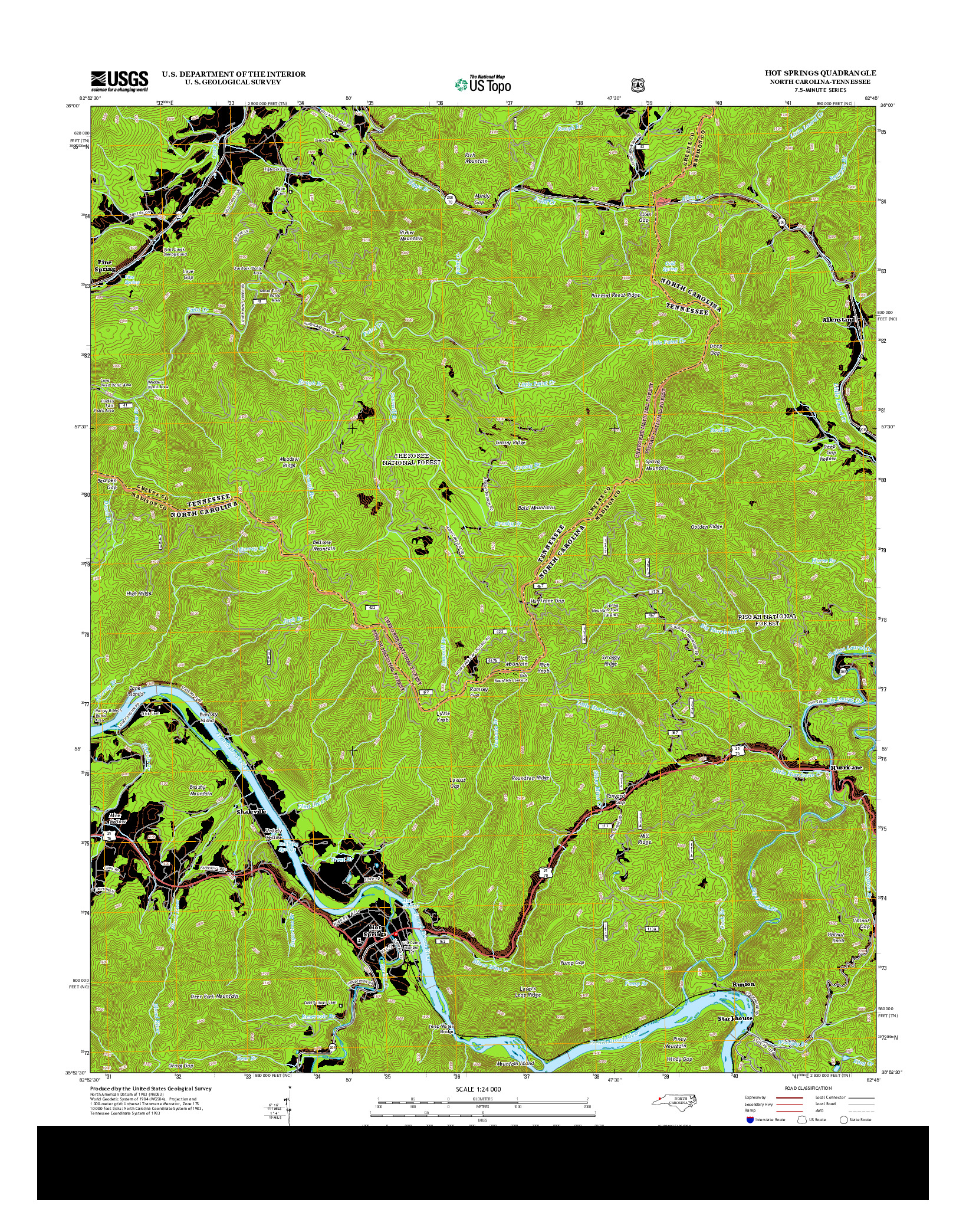 USGS US TOPO 7.5-MINUTE MAP FOR HOT SPRINGS, NC-TN 2013