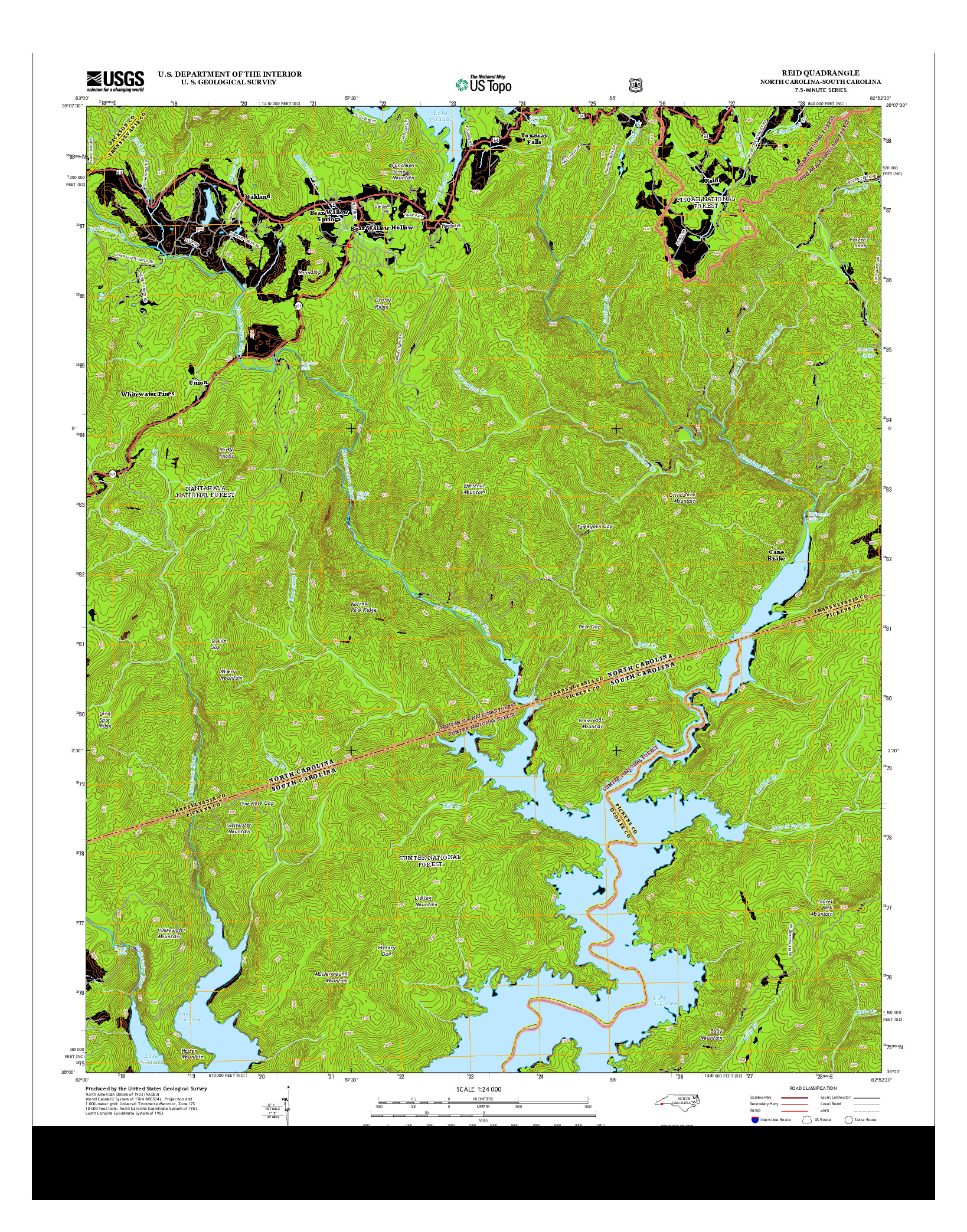 USGS US TOPO 7.5-MINUTE MAP FOR REID, NC-SC 2013