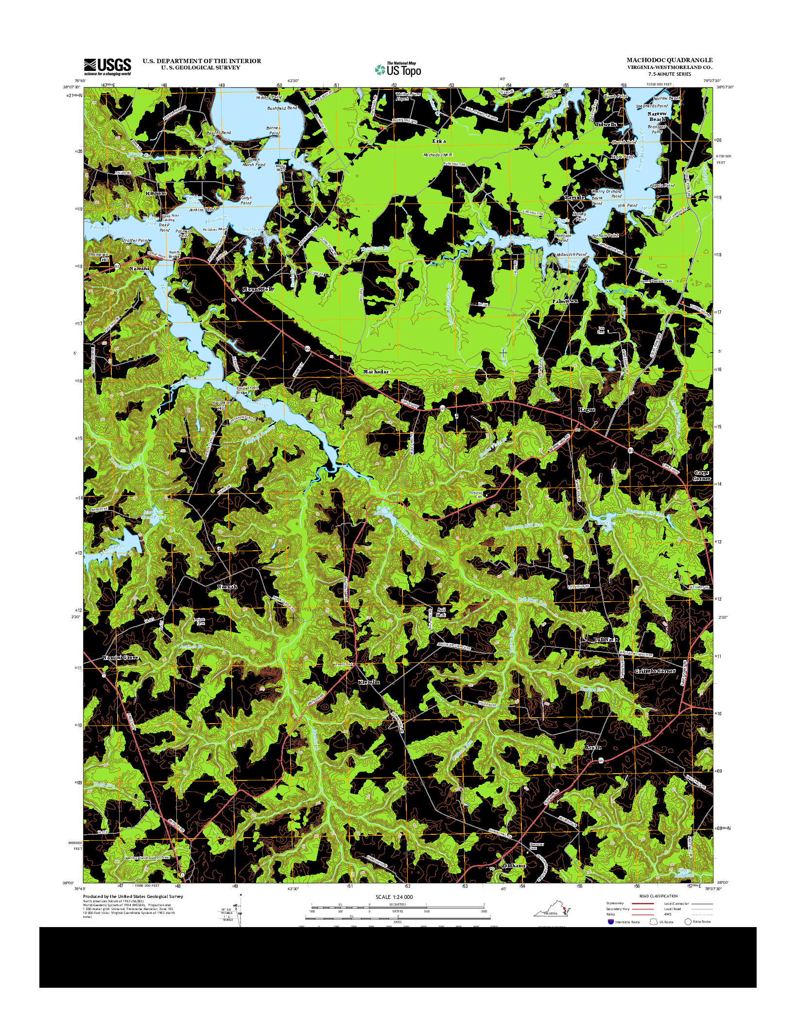 USGS US TOPO 7.5-MINUTE MAP FOR MACHODOC, VA 2013