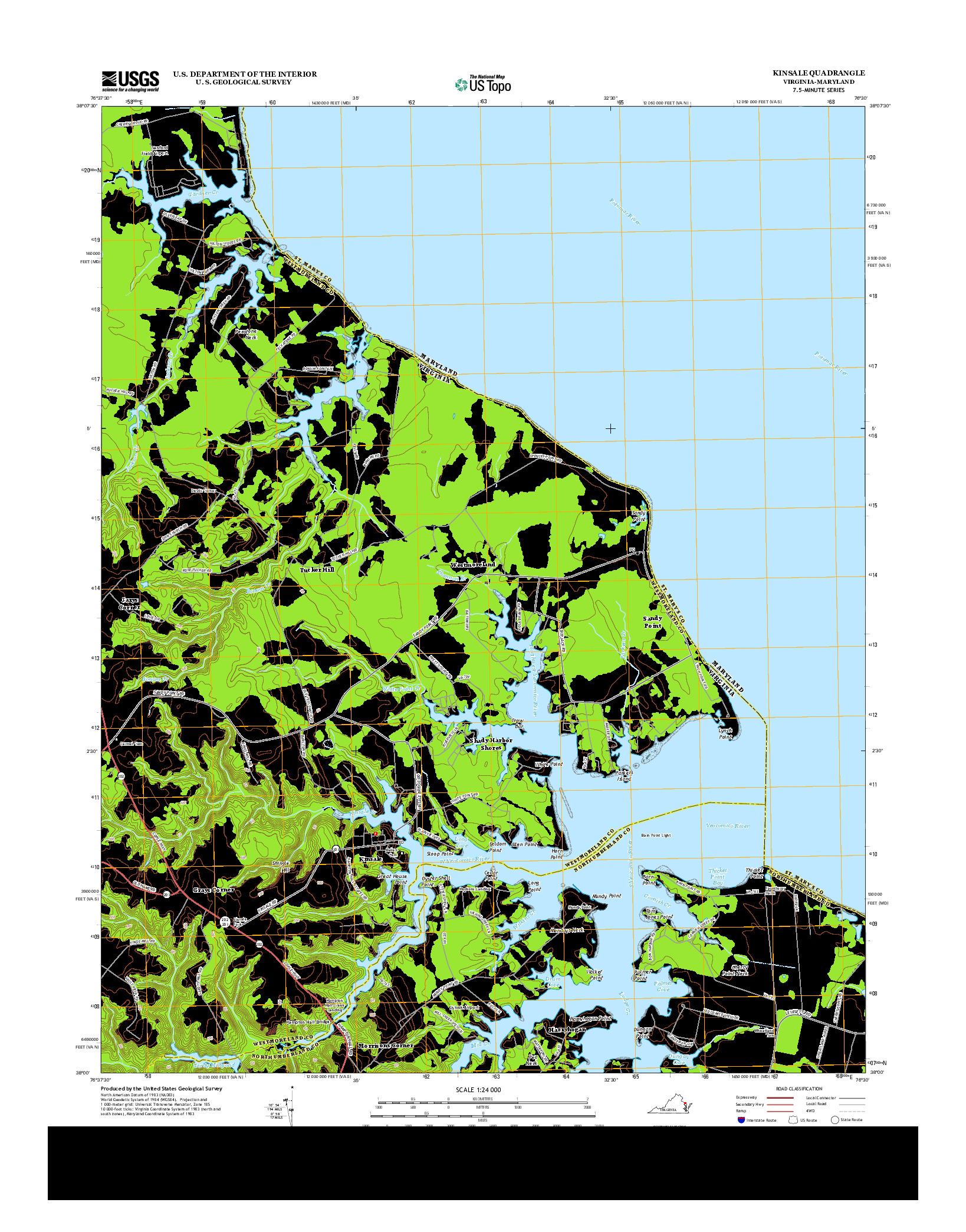 USGS US TOPO 7.5-MINUTE MAP FOR KINSALE, VA-MD 2013