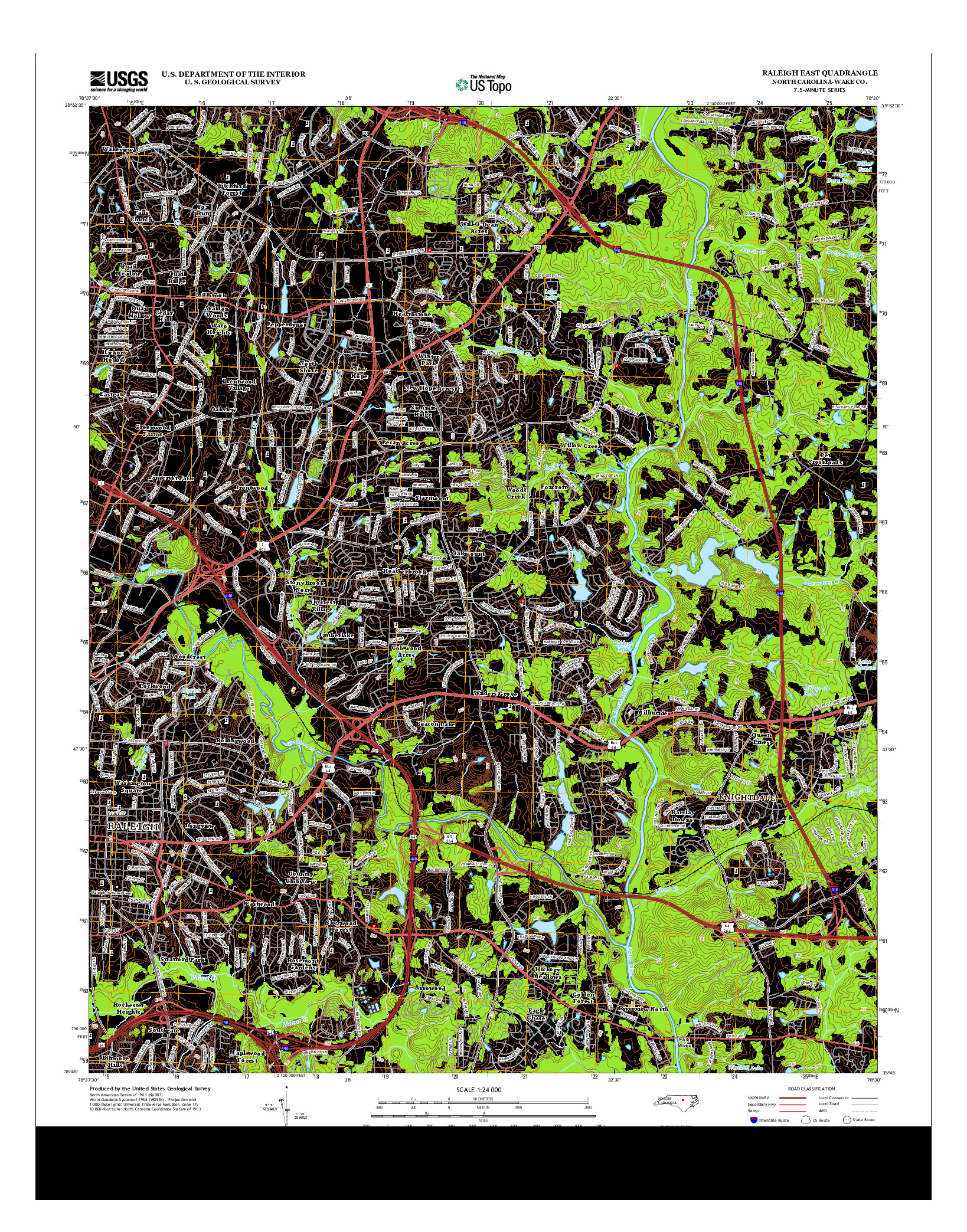 USGS US TOPO 7.5-MINUTE MAP FOR RALEIGH EAST, NC 2013