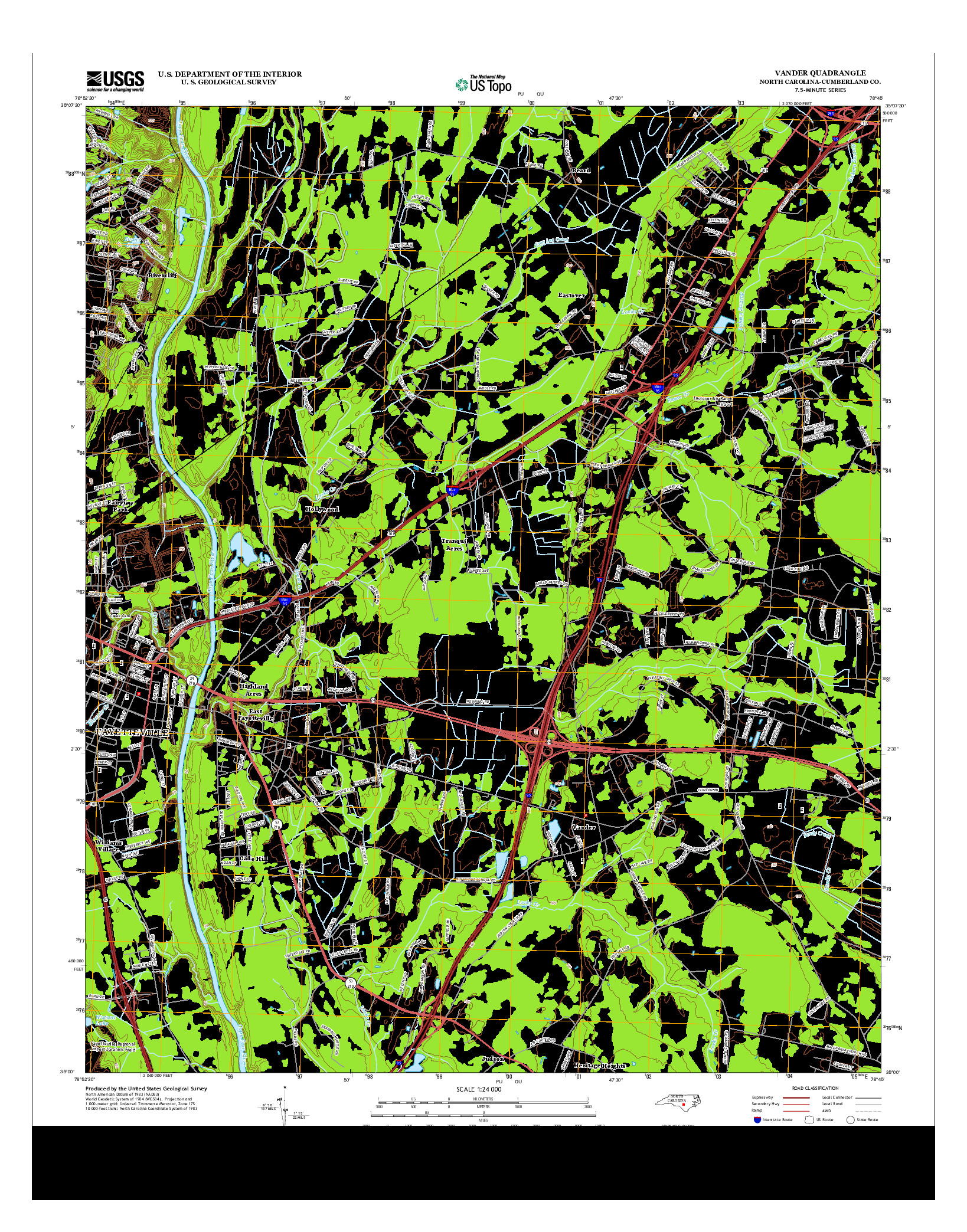 USGS US TOPO 7.5-MINUTE MAP FOR VANDER, NC 2013