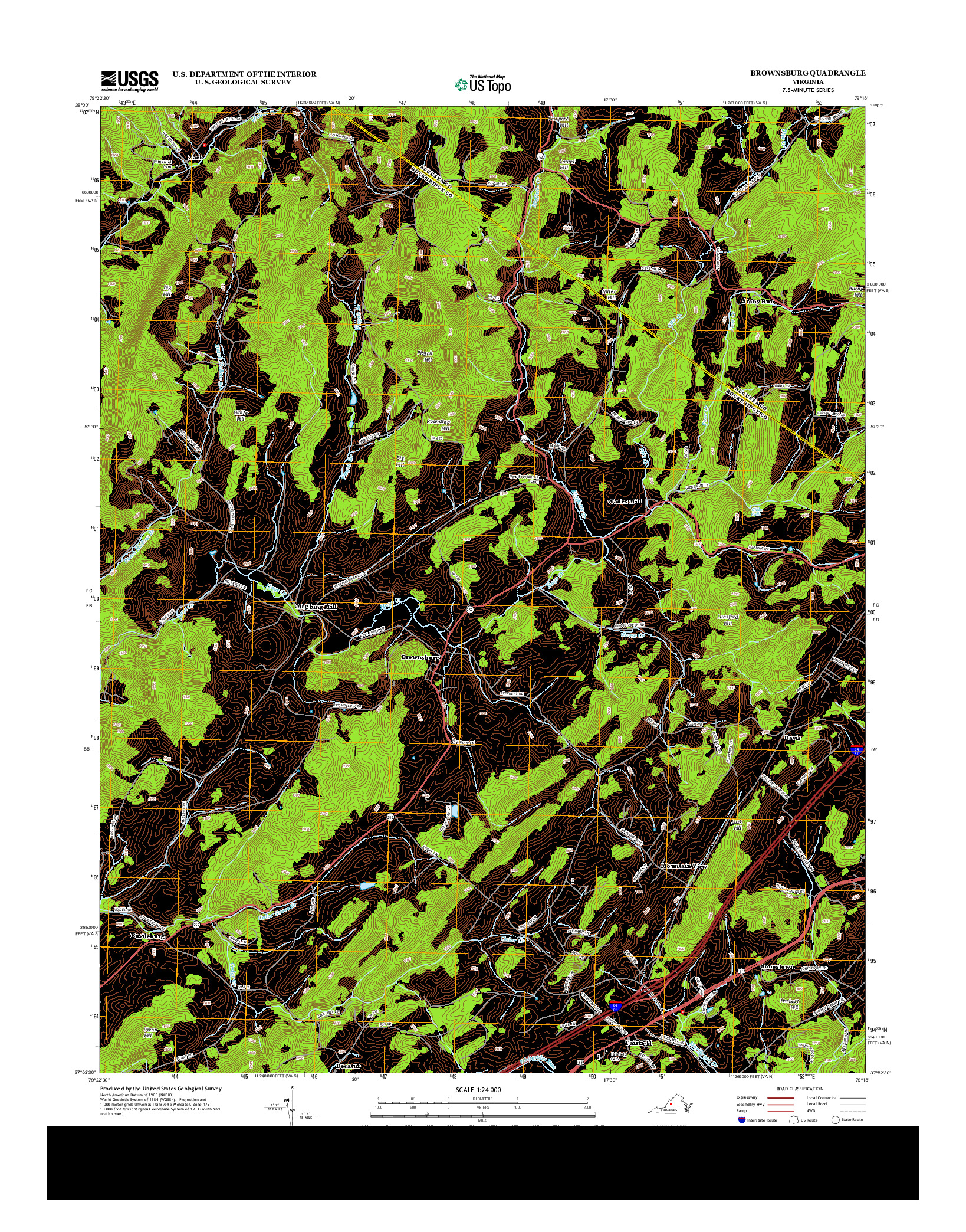 USGS US TOPO 7.5-MINUTE MAP FOR BROWNSBURG, VA 2013