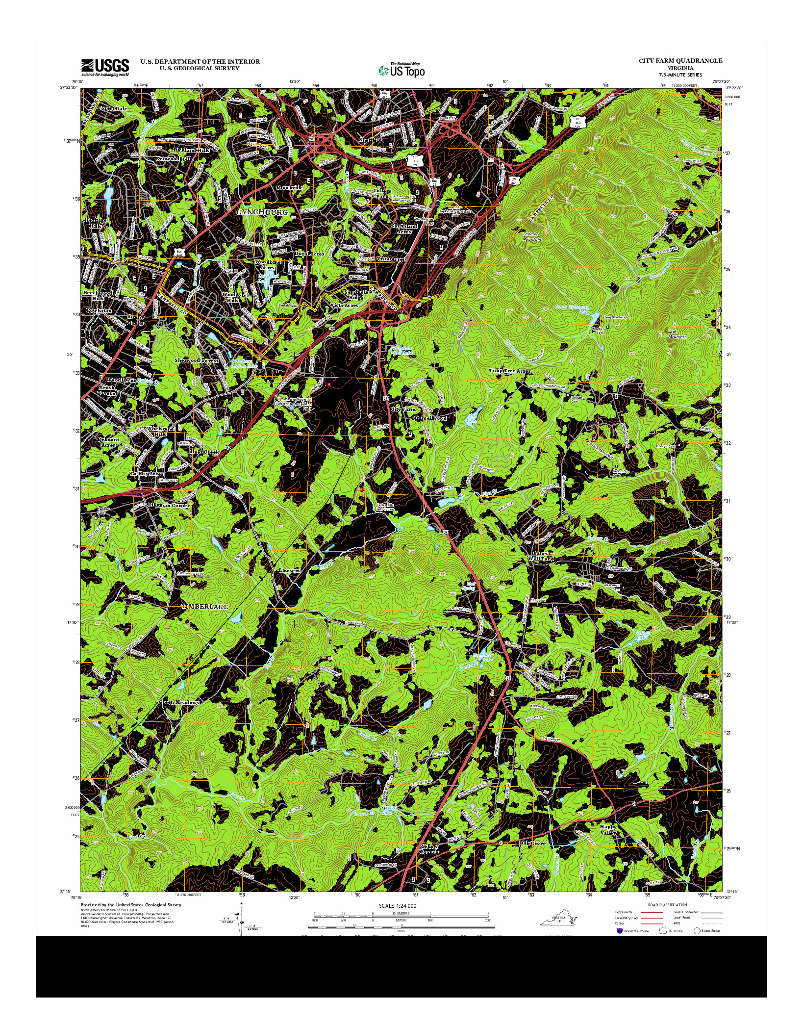 USGS US TOPO 7.5-MINUTE MAP FOR CITY FARM, VA 2013