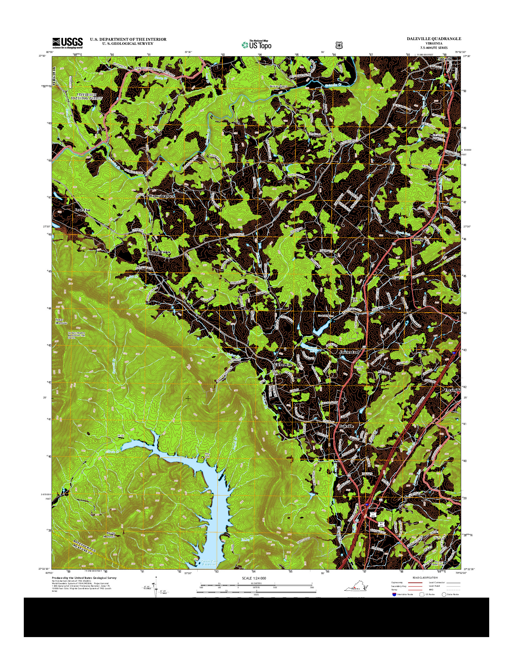 USGS US TOPO 7.5-MINUTE MAP FOR DALEVILLE, VA 2013