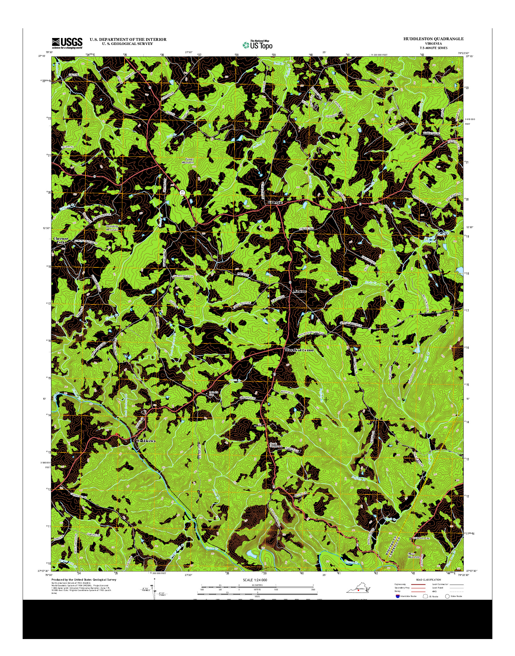 USGS US TOPO 7.5-MINUTE MAP FOR HUDDLESTON, VA 2013