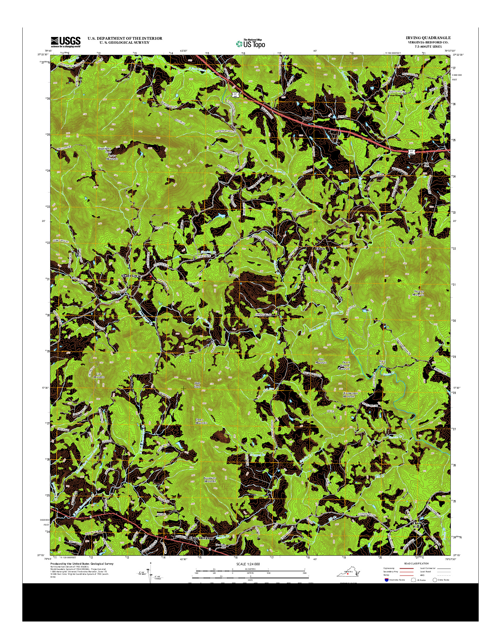 USGS US TOPO 7.5-MINUTE MAP FOR IRVING, VA 2013