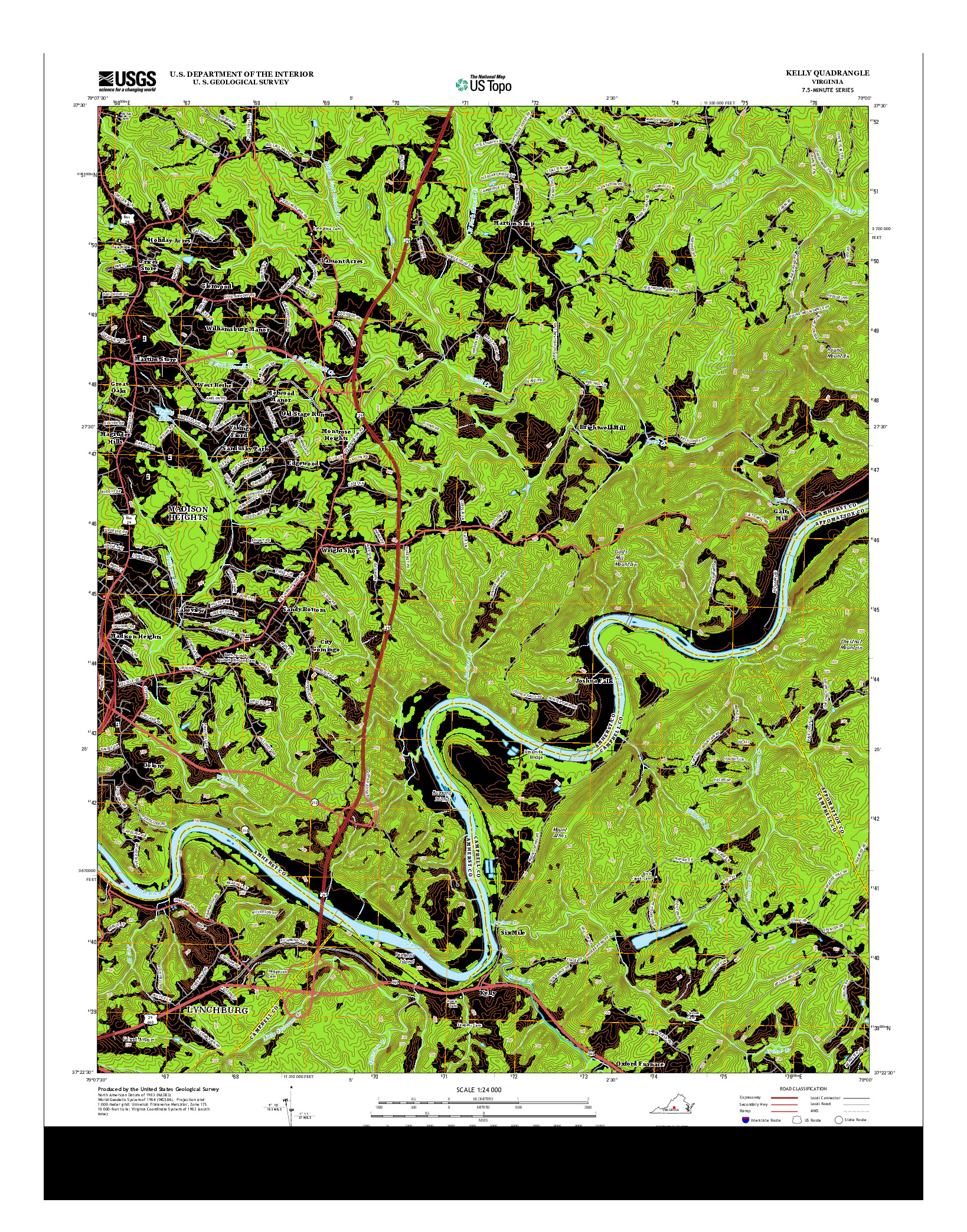 USGS US TOPO 7.5-MINUTE MAP FOR KELLY, VA 2013